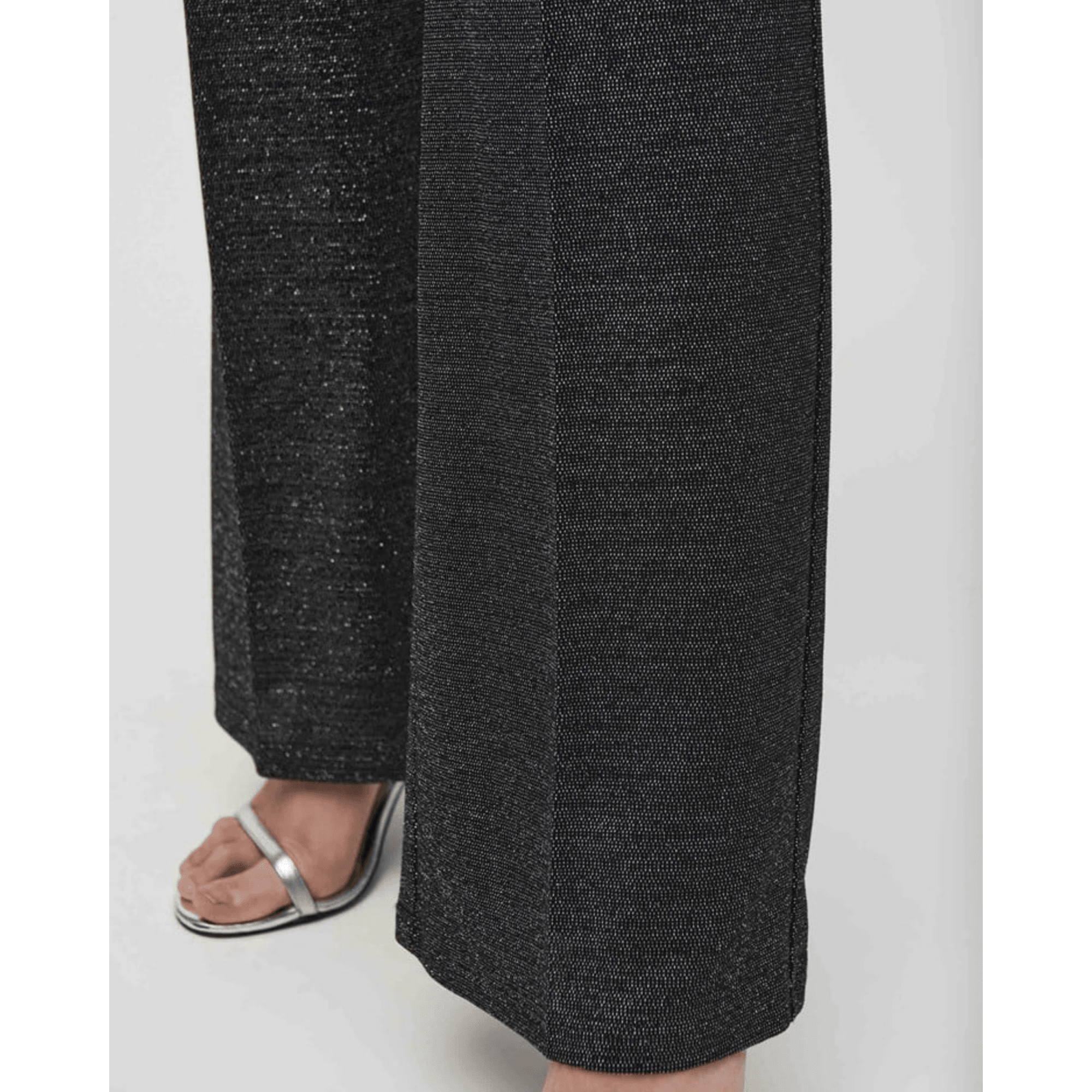 Joseph Ribkoff Lurex Knit Wide Leg Trouser Black Silver 196