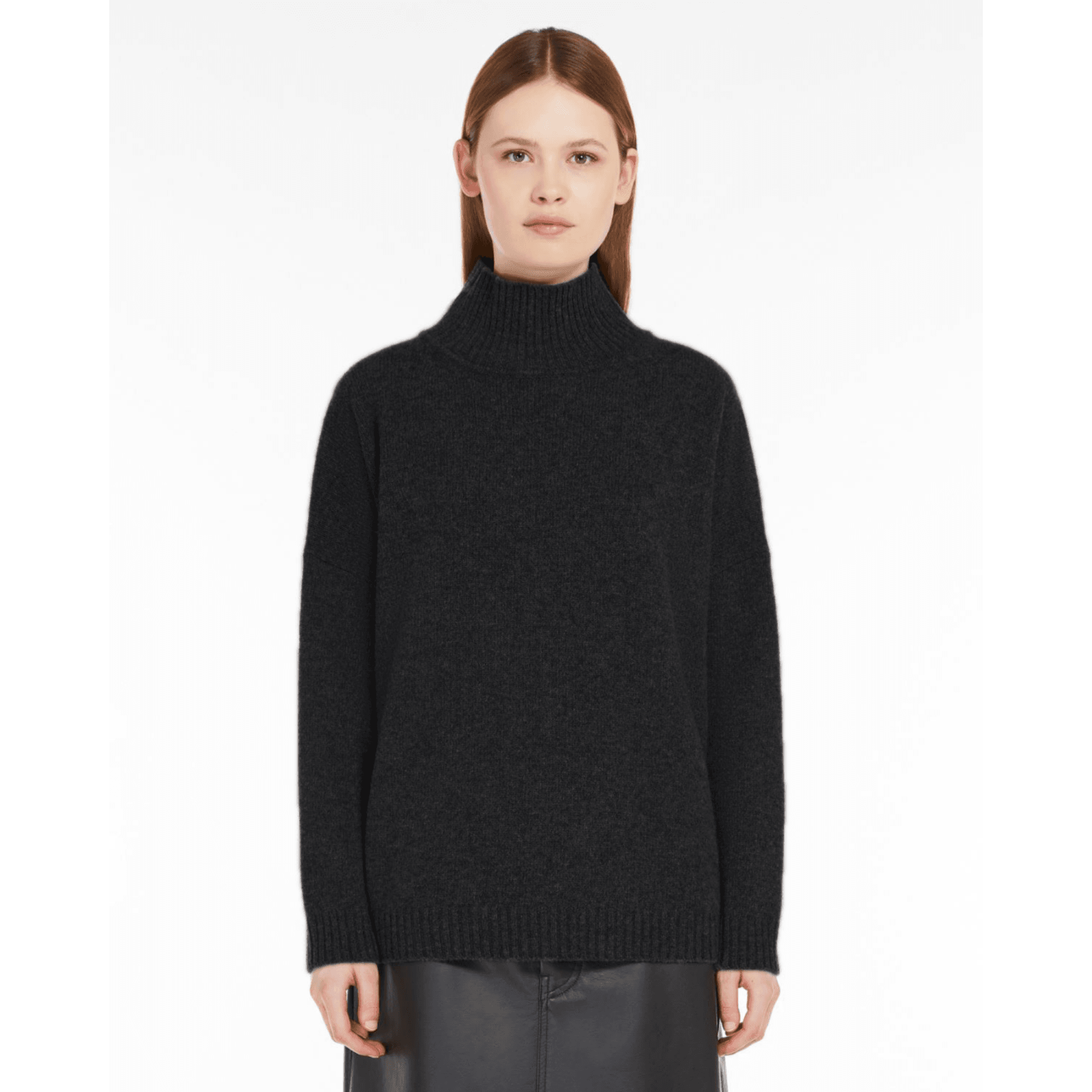 Weekend By Maxmara Borgia Turtle Neck Loose Bodied Wool Jumper Black 009