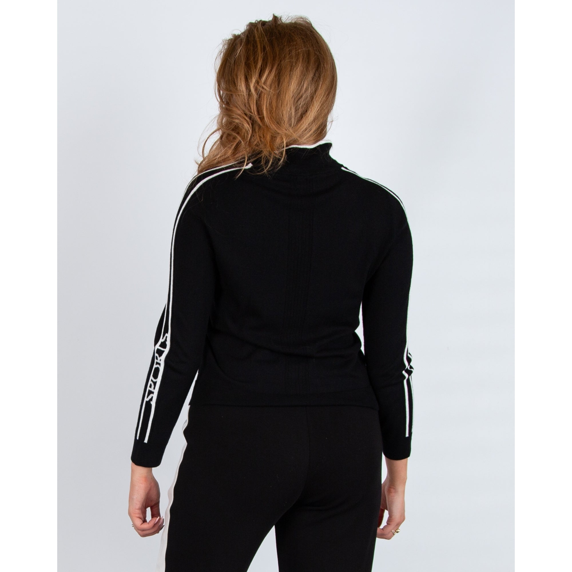 Marc Cain Rethink Together Stripe Arm & Neck Knitted Jacket Black 900