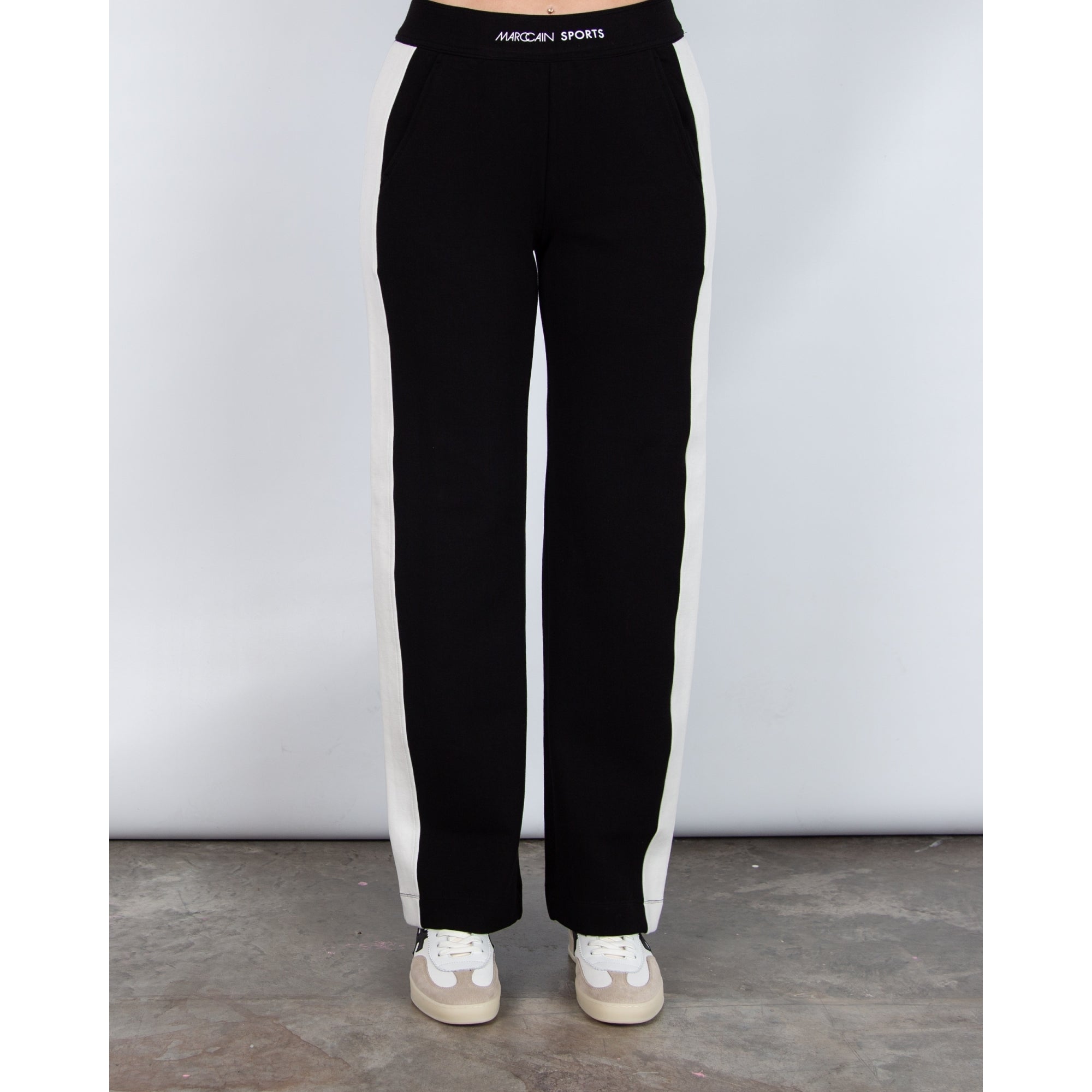 Marc Cain Welby Wide Leg Scuba Pull On Trouser Black/cream 900