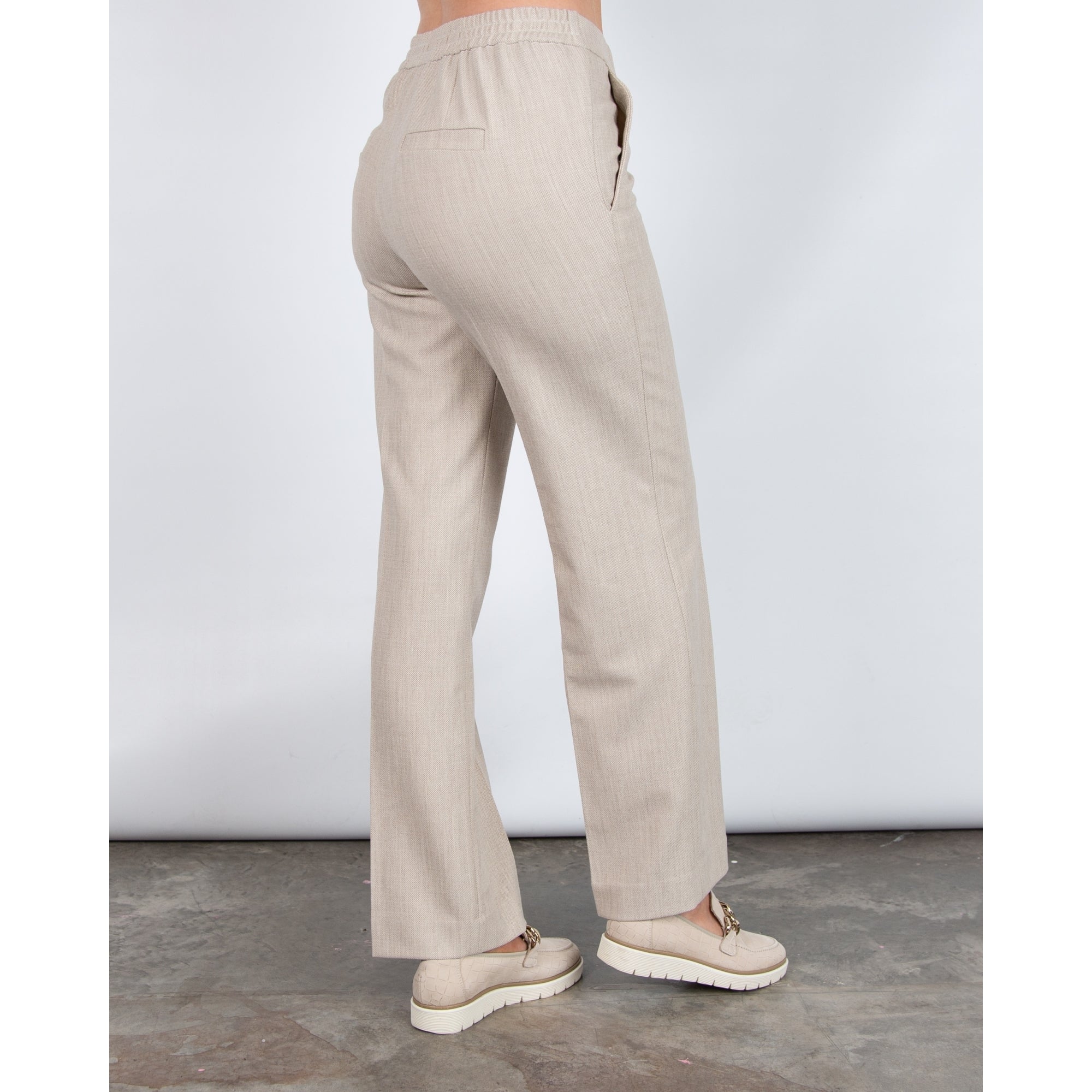 Marc Cain Washington Woven Structure Wide Leg Trouser Oatmeal 616