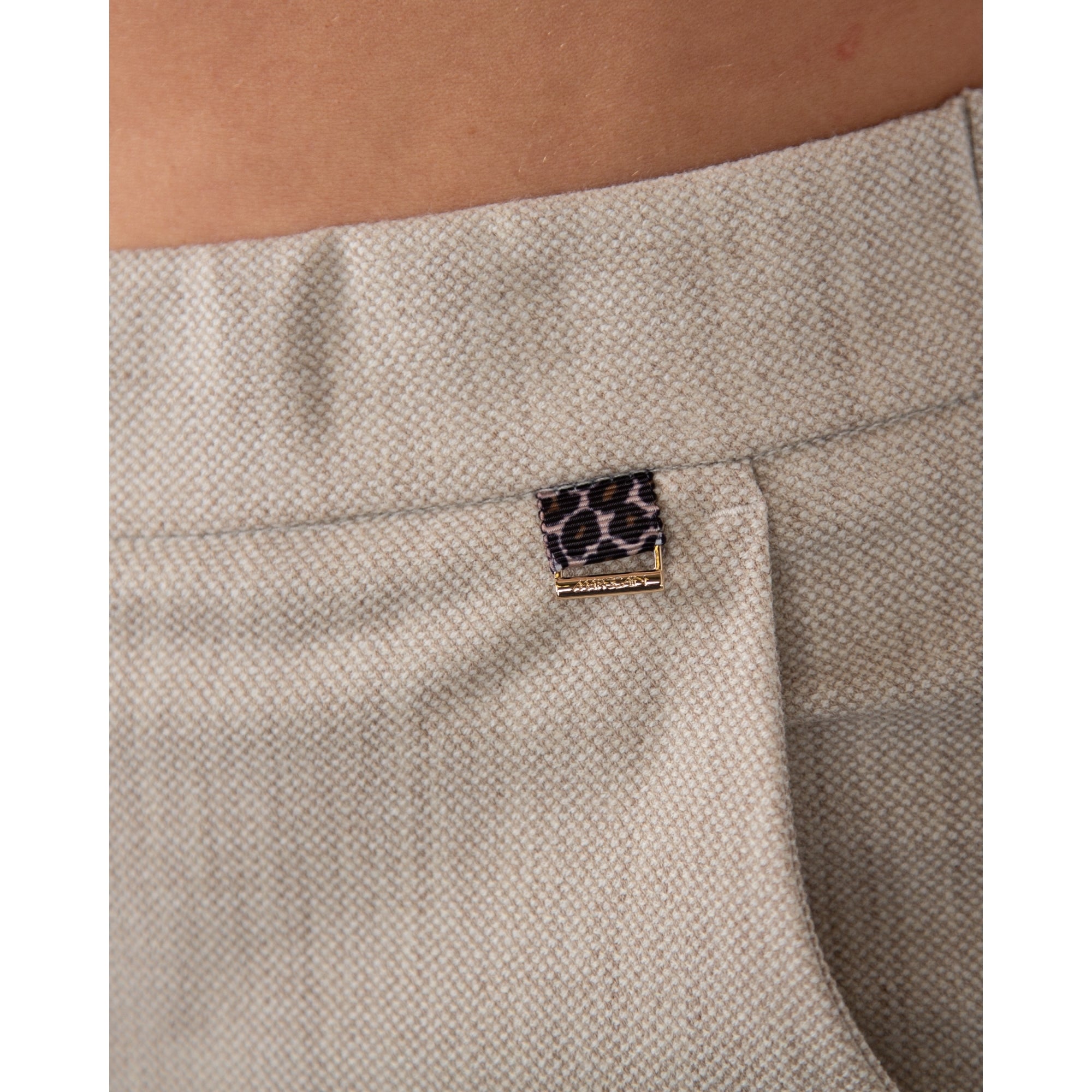 Marc Cain Washington Woven Structure Wide Leg Trouser Oatmeal 616