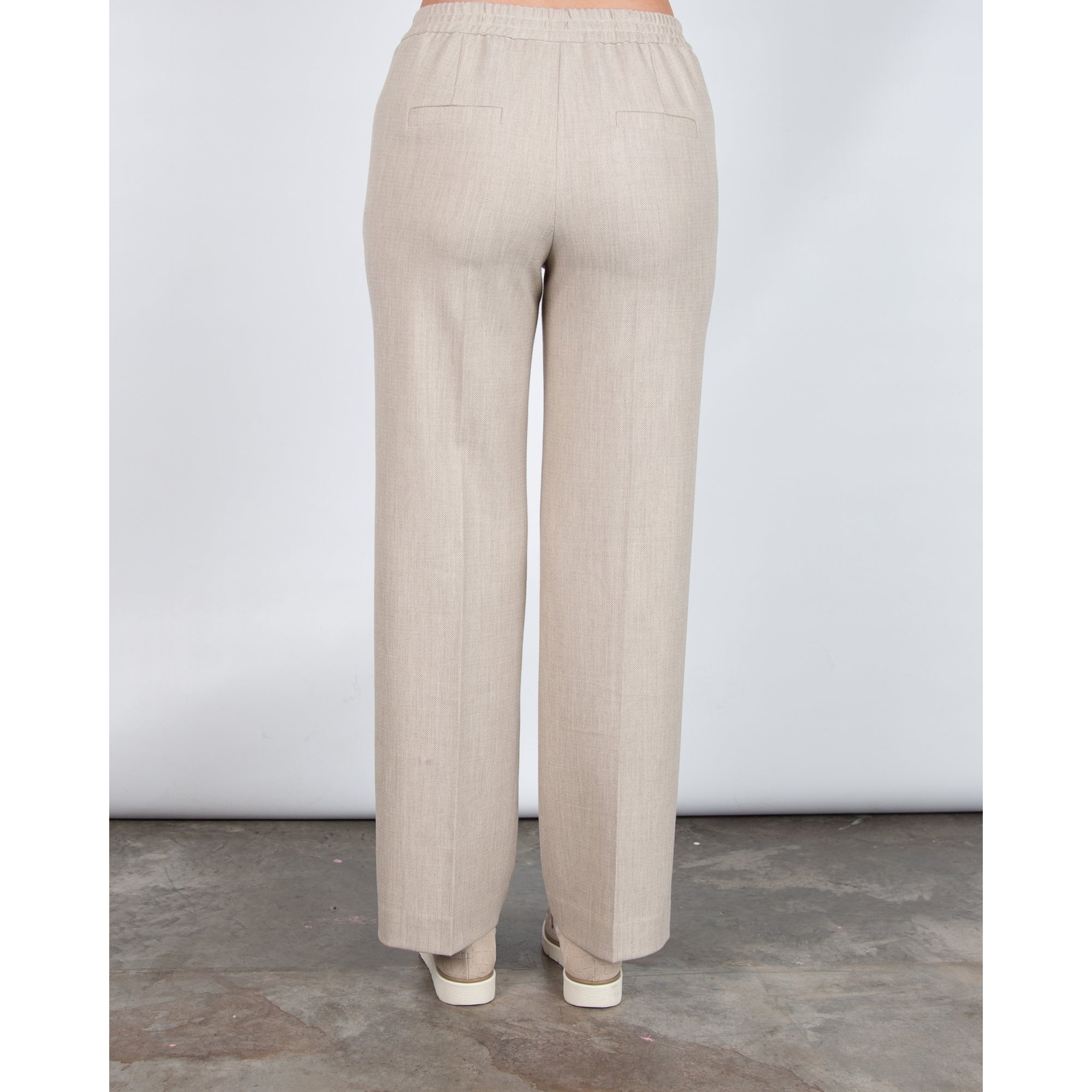 Marc Cain Washington Woven Structure Wide Leg Trouser Oatmeal 616