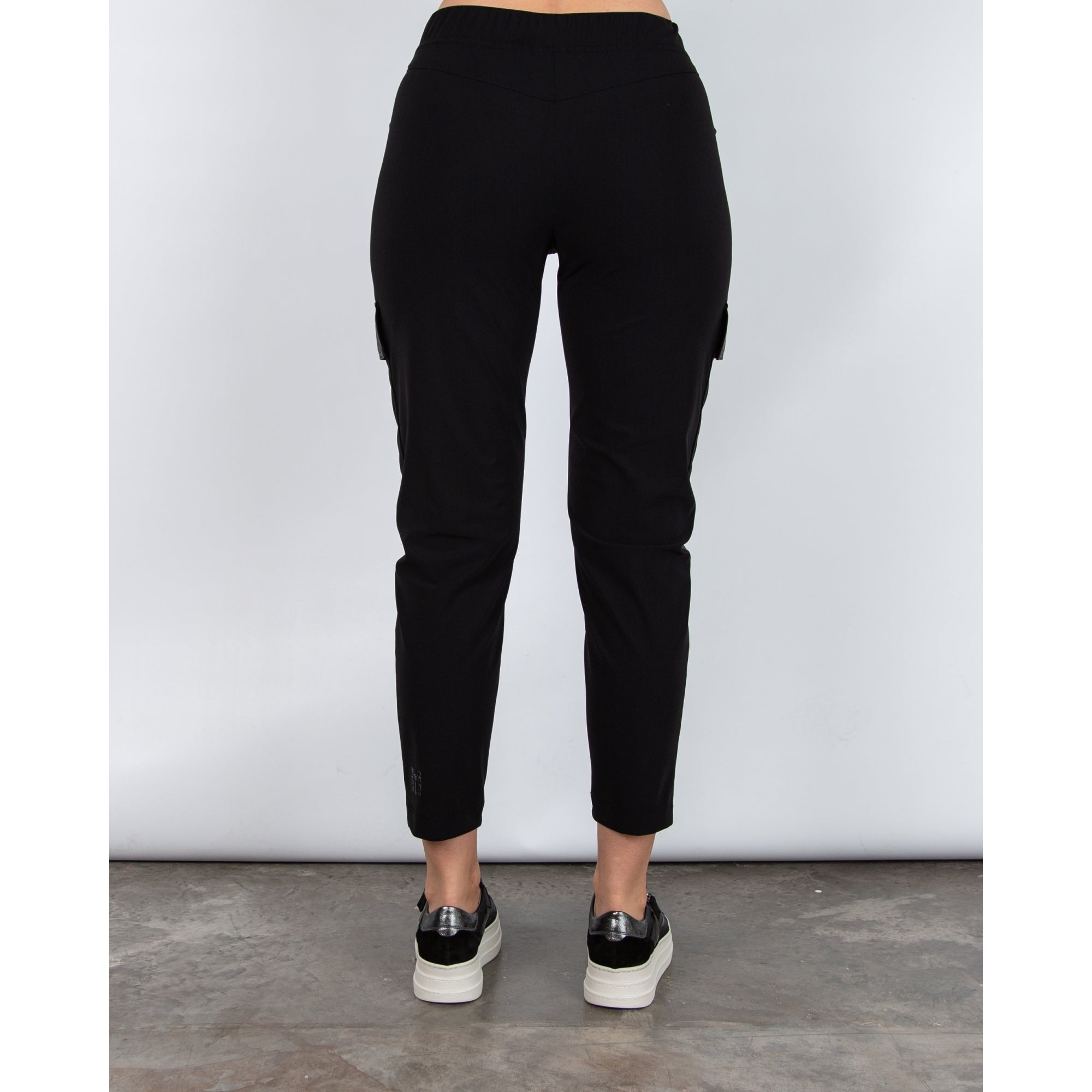 Marc Cain Rieti Pull On Vegan Leather Trim Cargo Trouser Black 900