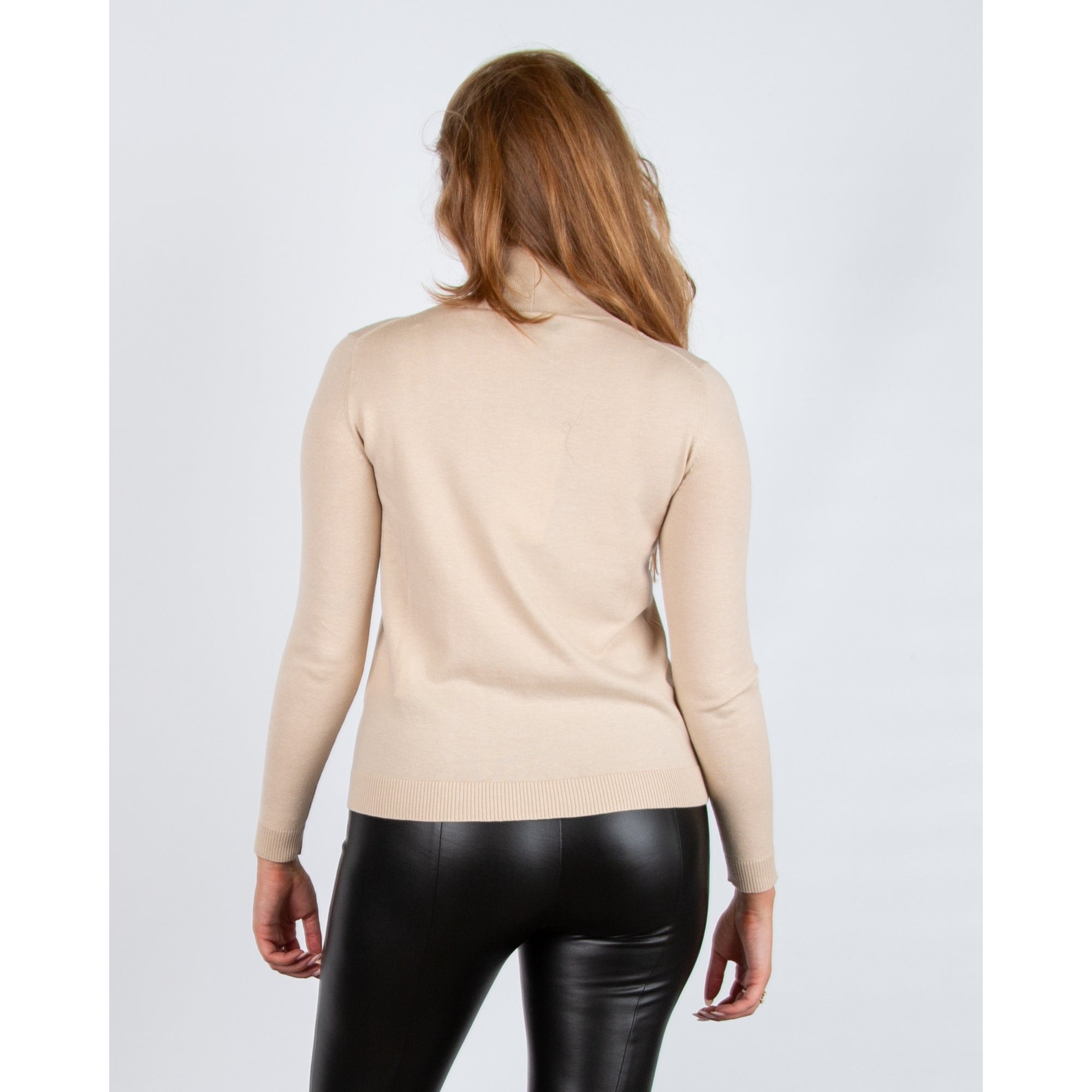 Weekend By Maxmara Kiku Wool & Silk Blend Turtle Neck Fine Knit Jumper Sand 002