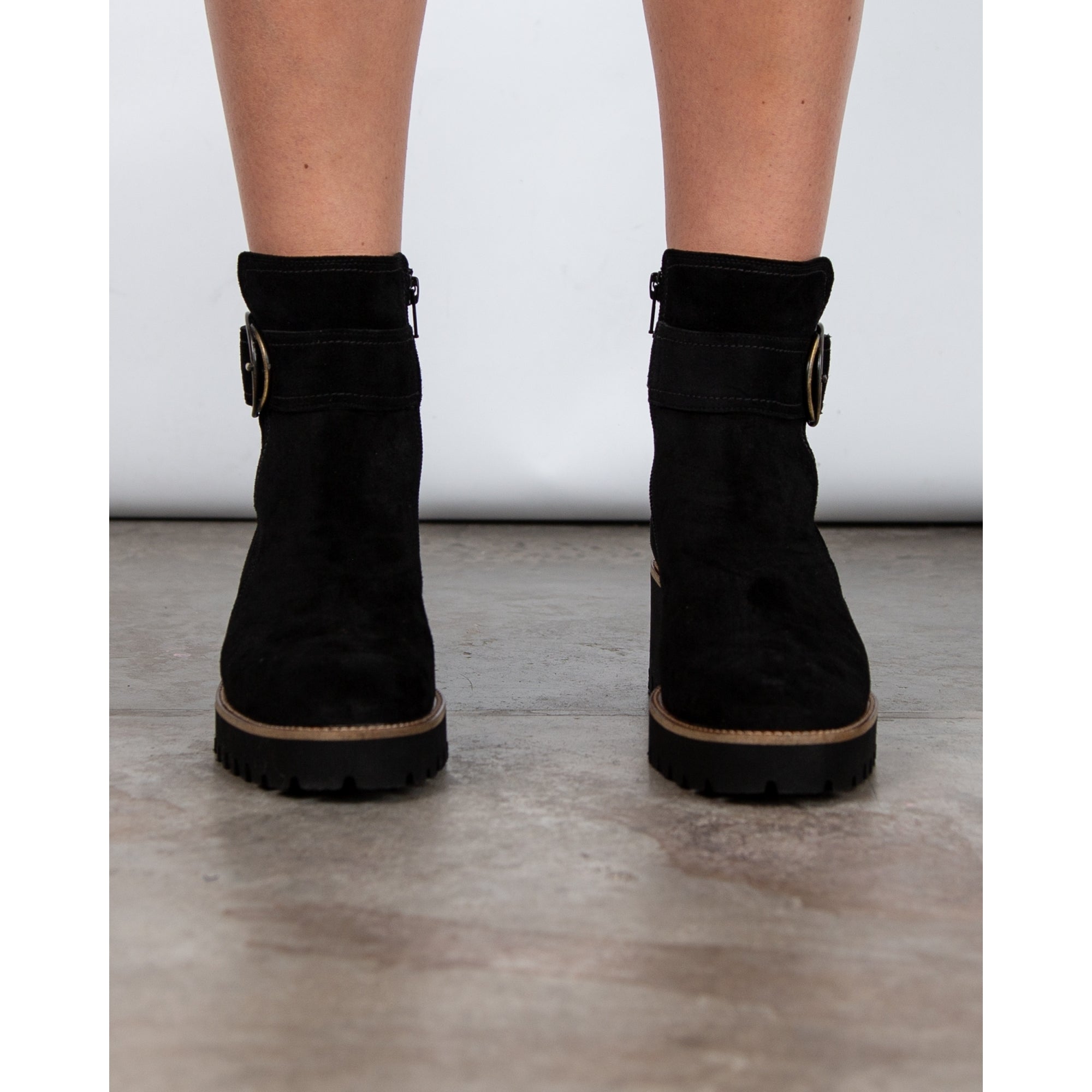 Paul Green Suede Ankle Boots With Low Block Heel Black 106