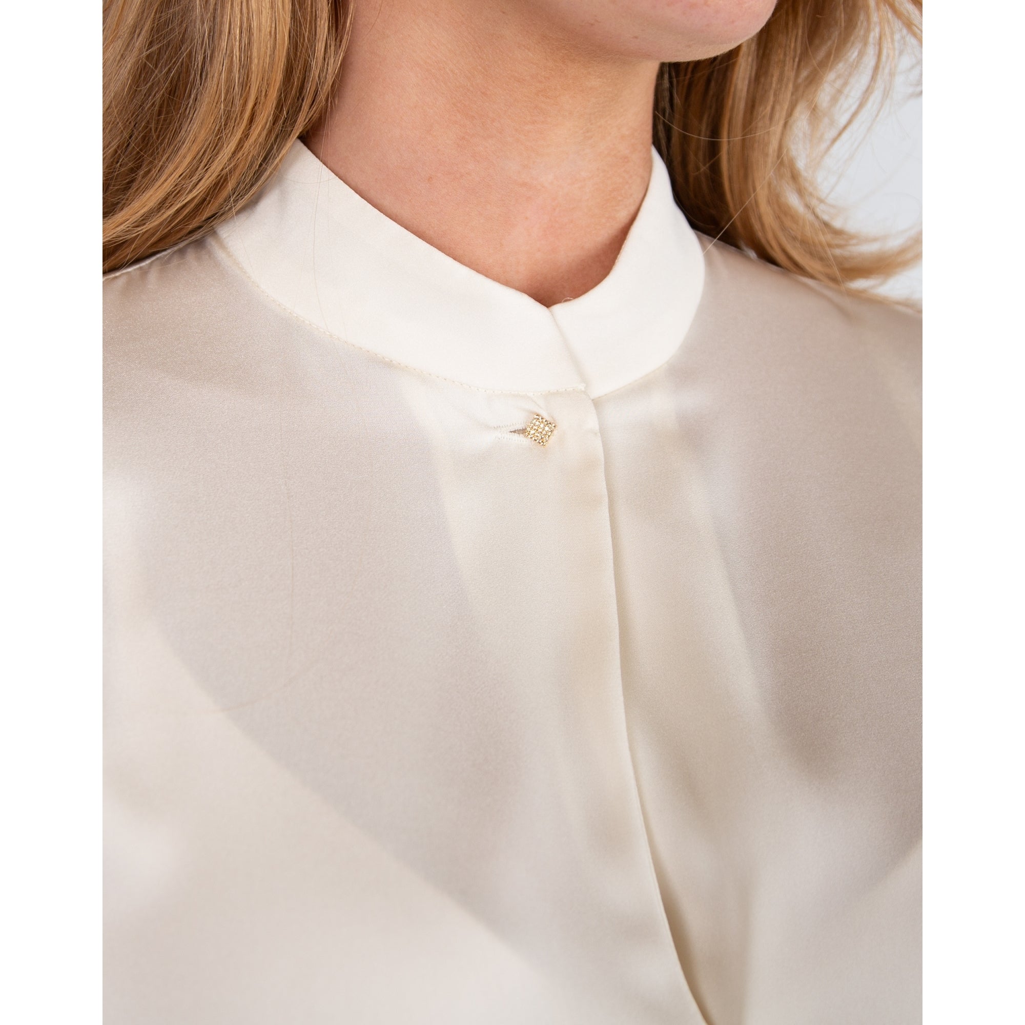 Marc Cain Plain Keyhole Neck Blouse Cream 112