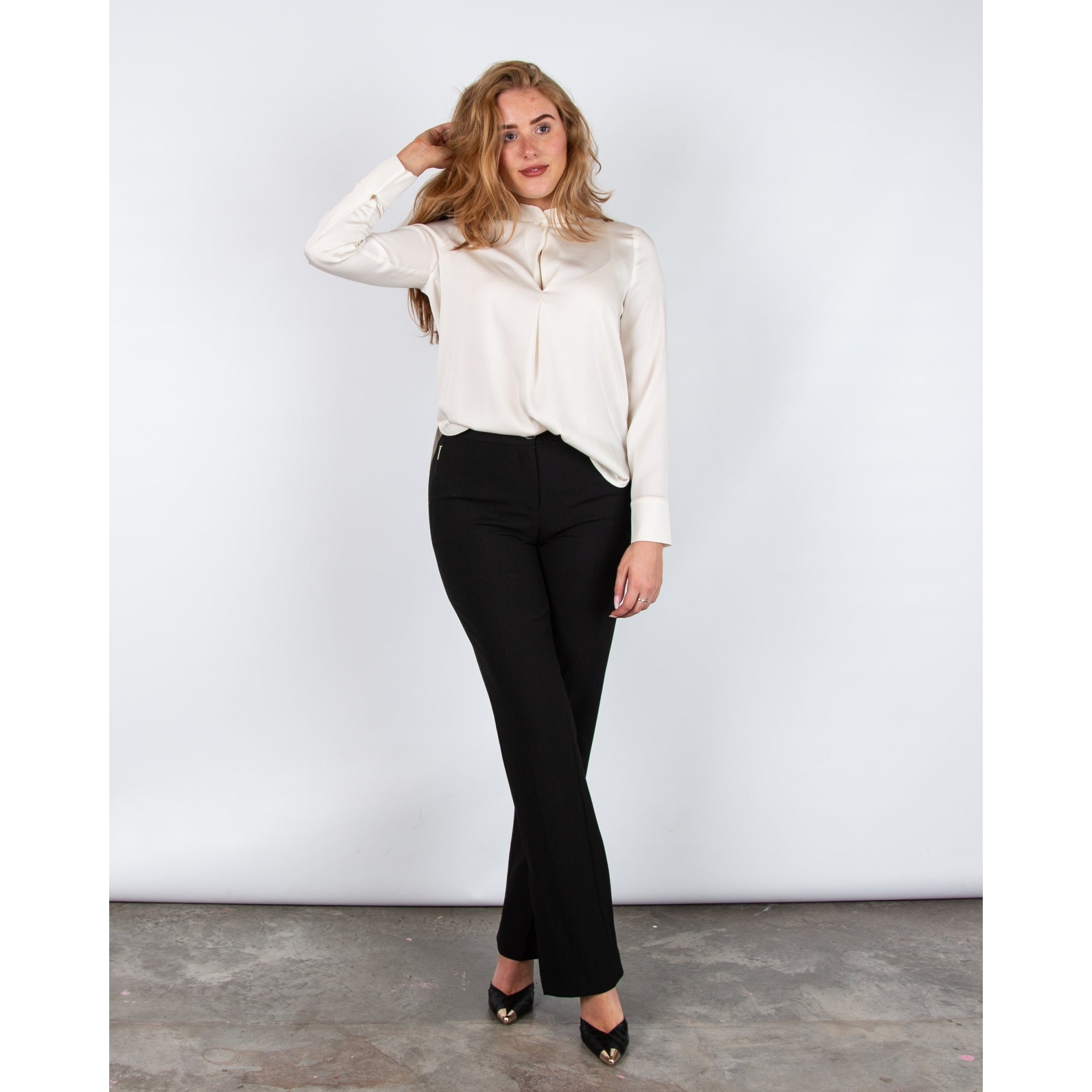 Marc Cain Plain Keyhole Neck Blouse Cream 112