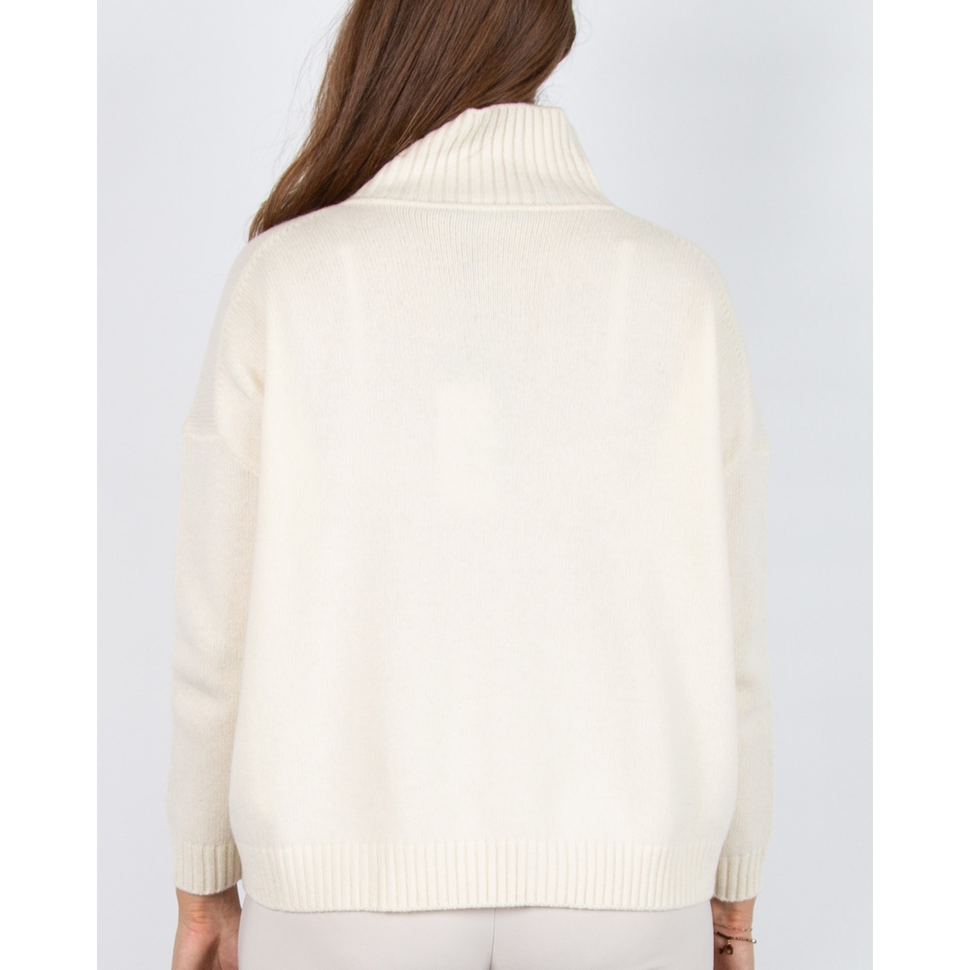 Weekend By Maxmara Borgia Turtle Neck Loose Bodied Wool Jumper Cream 001