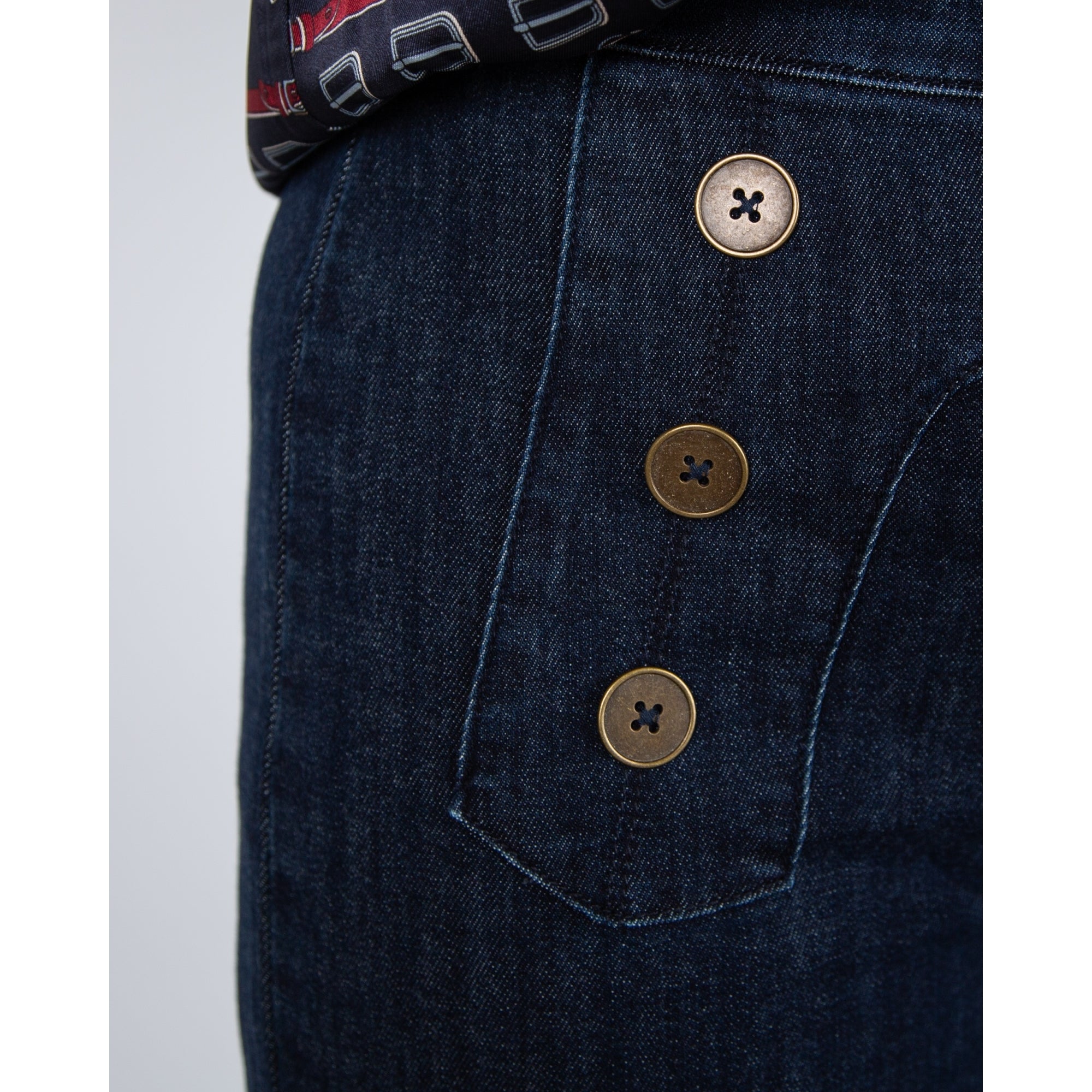 Joseph Ribkoff Wide Leg High Rise Jean With Buttons Denim