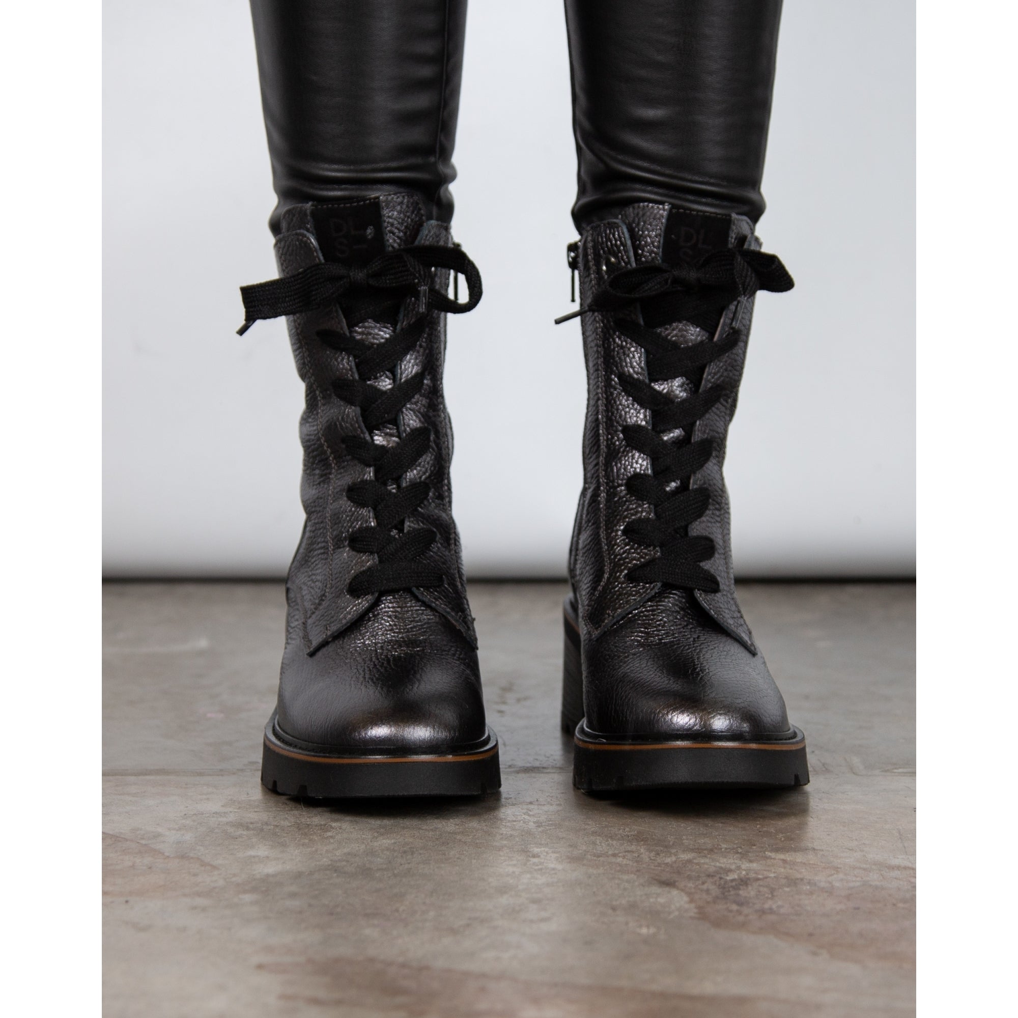 Dl Sport Metallic Ankle Boots With Block Heel Charcoal