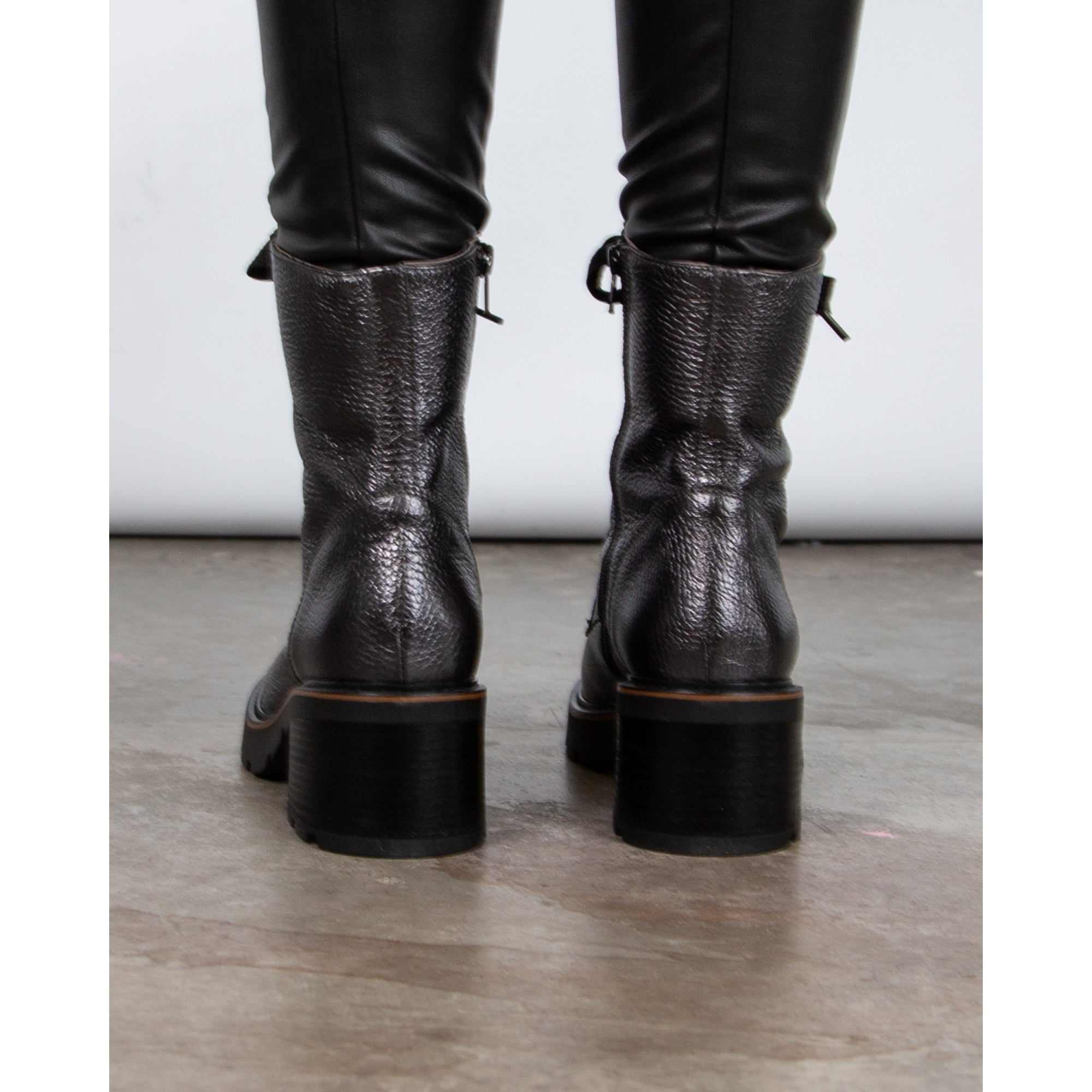 Dl Sport Metallic Ankle Boots With Block Heel Charcoal