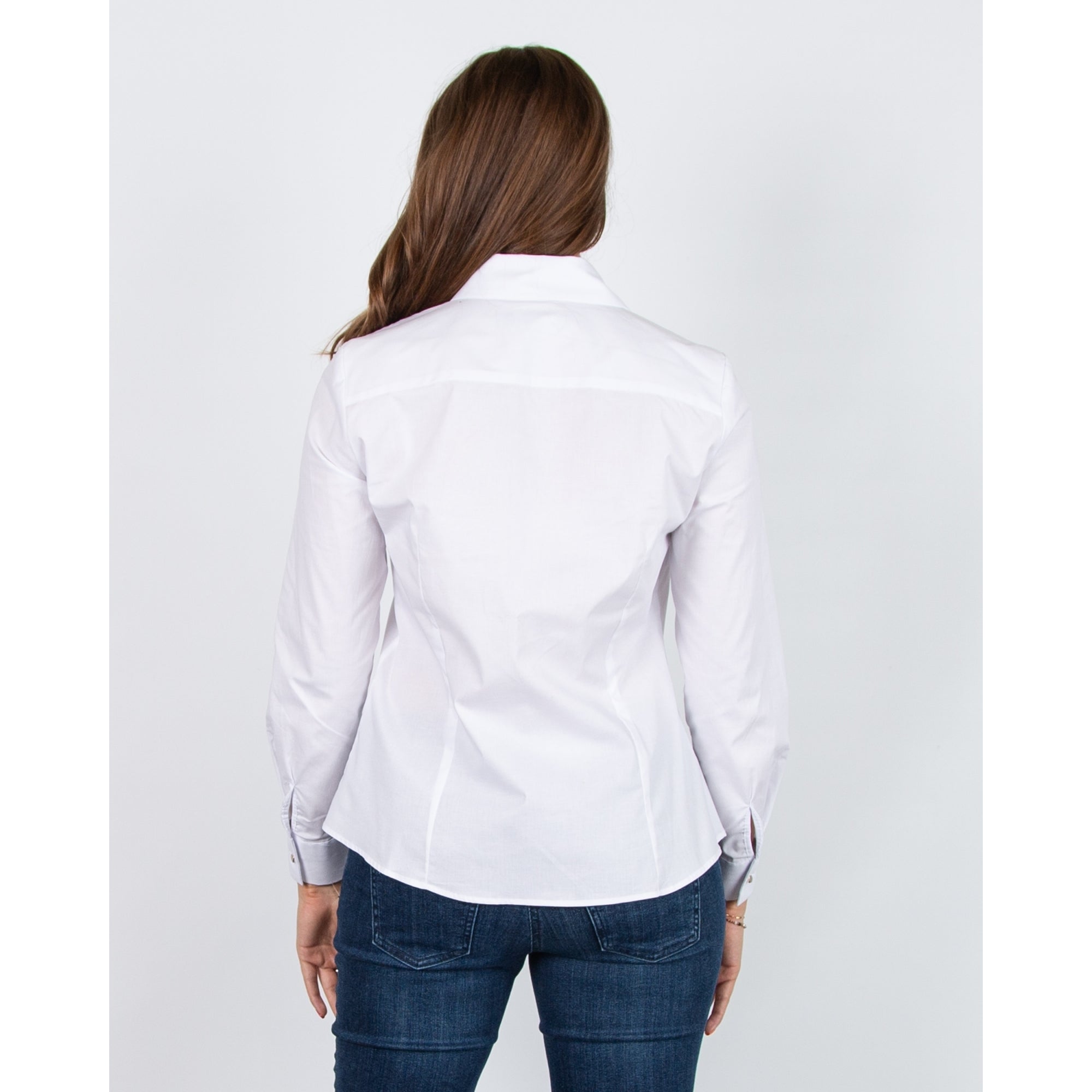 Bariloche Mantis Cotton Stretch Ruffle Front Shirt White