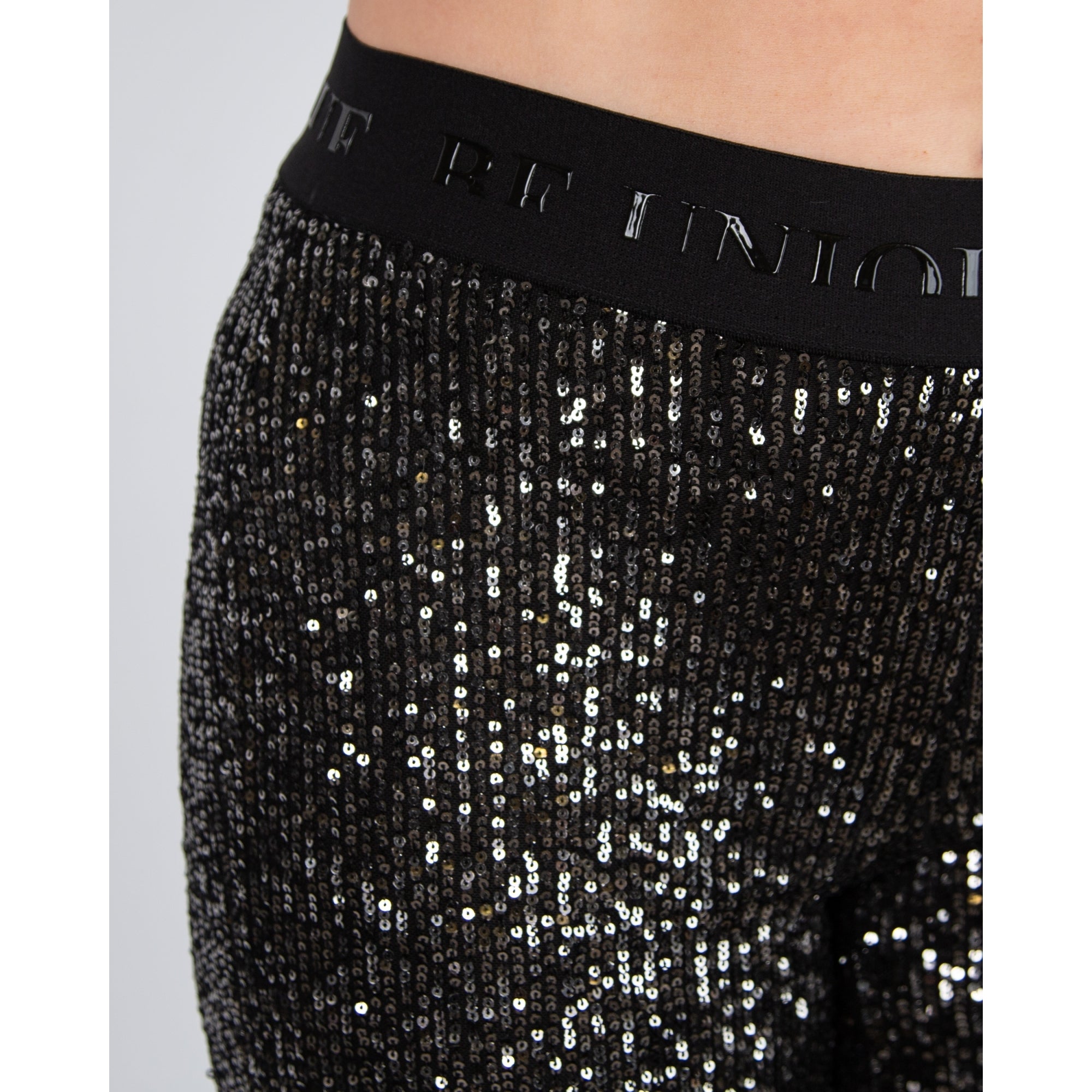Robell Joella Wide Leg Sequin Pull On Trouser Black/silver 99
