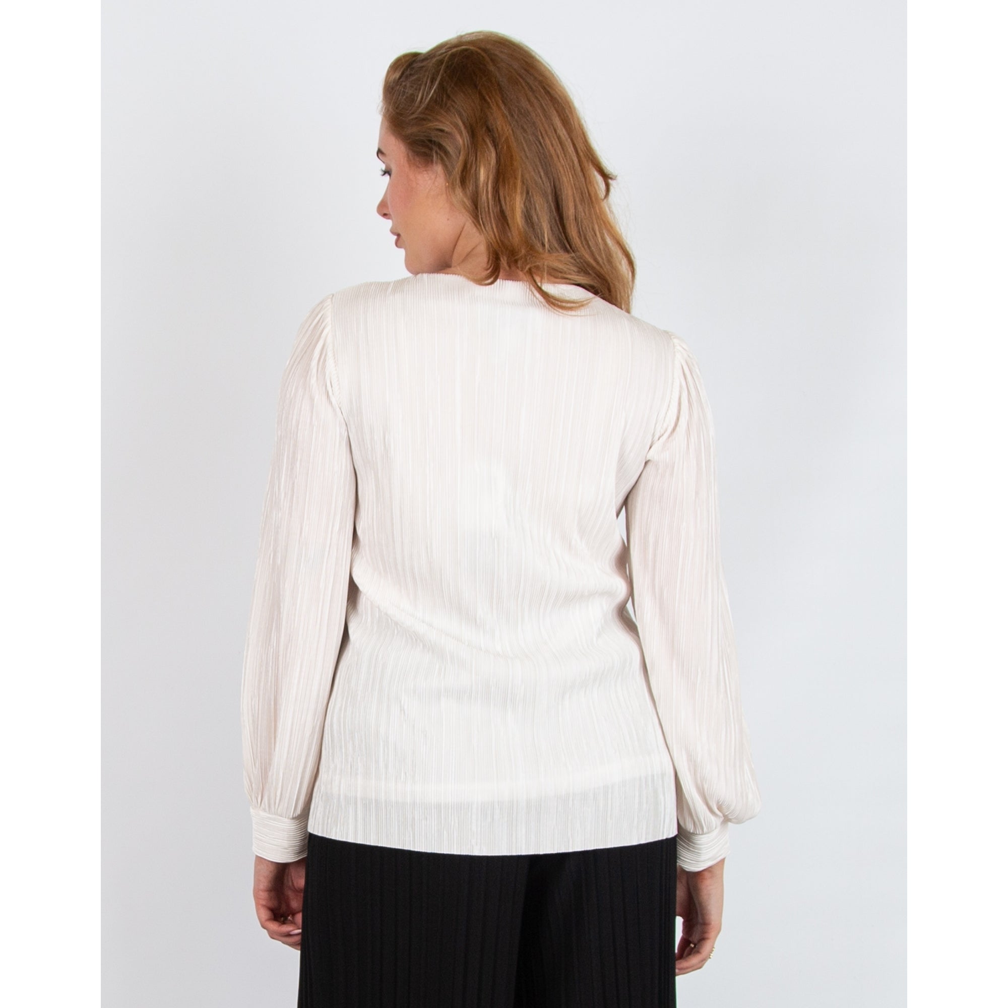 Joseph Ribkoff V Neck Baby Pleat Blouse Off White