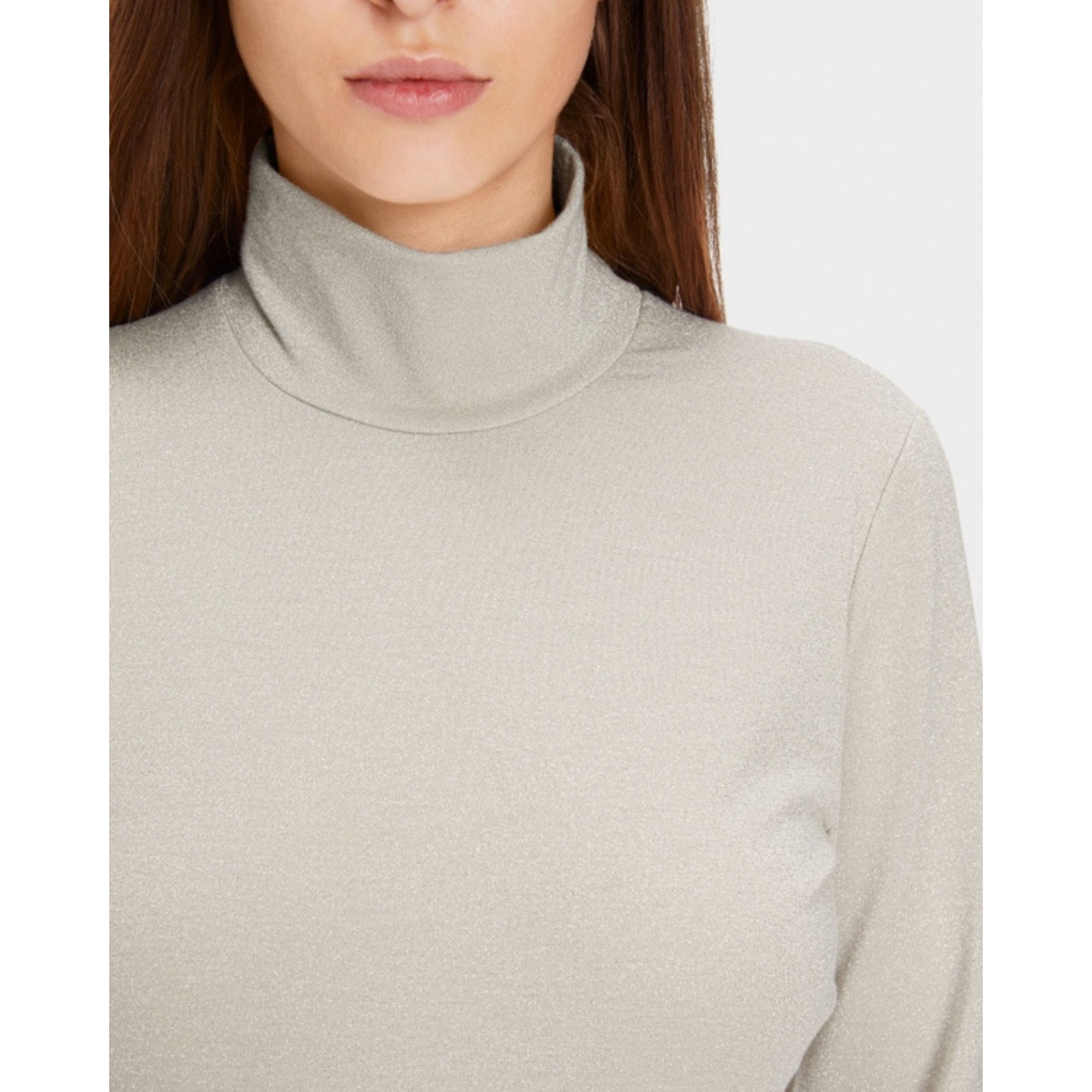 Marc Cain Lurex Roll Neck Top Stone 182
