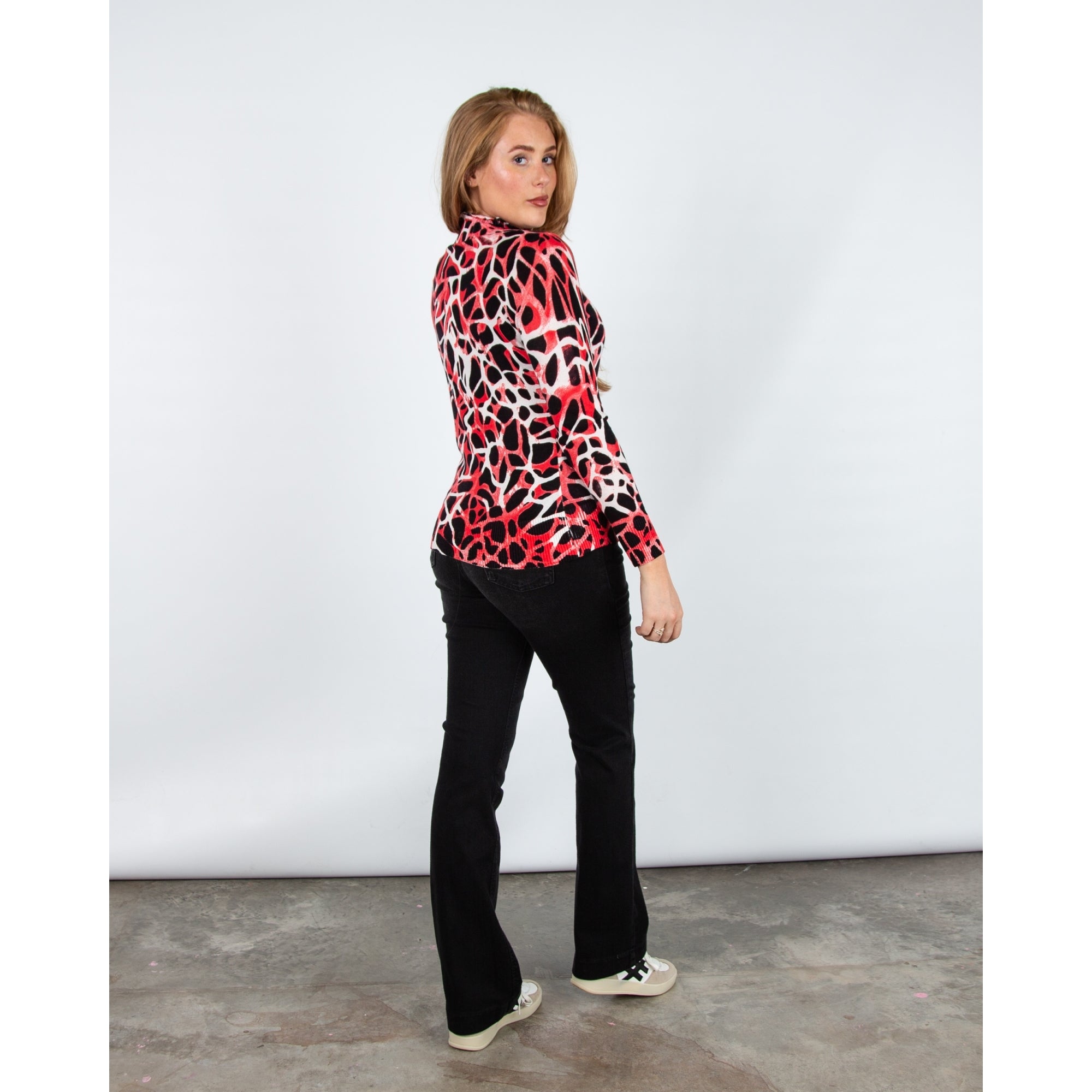 Alison Sheri Pebble Print Fine Knit Jumper Red/black/white
