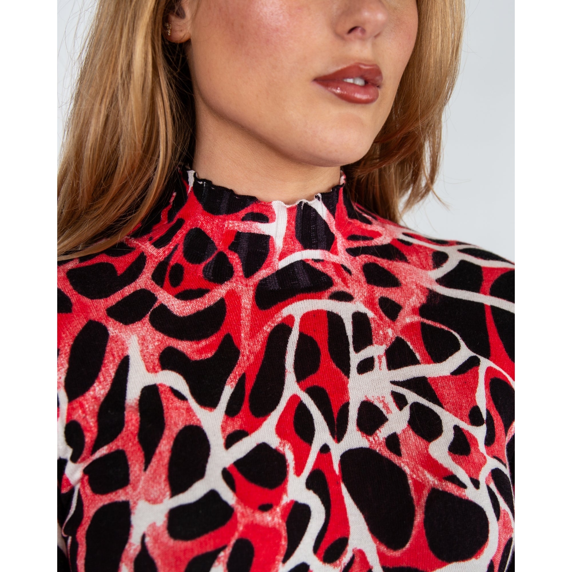 Alison Sheri Pebble Print Fine Knit Jumper Red/black/white