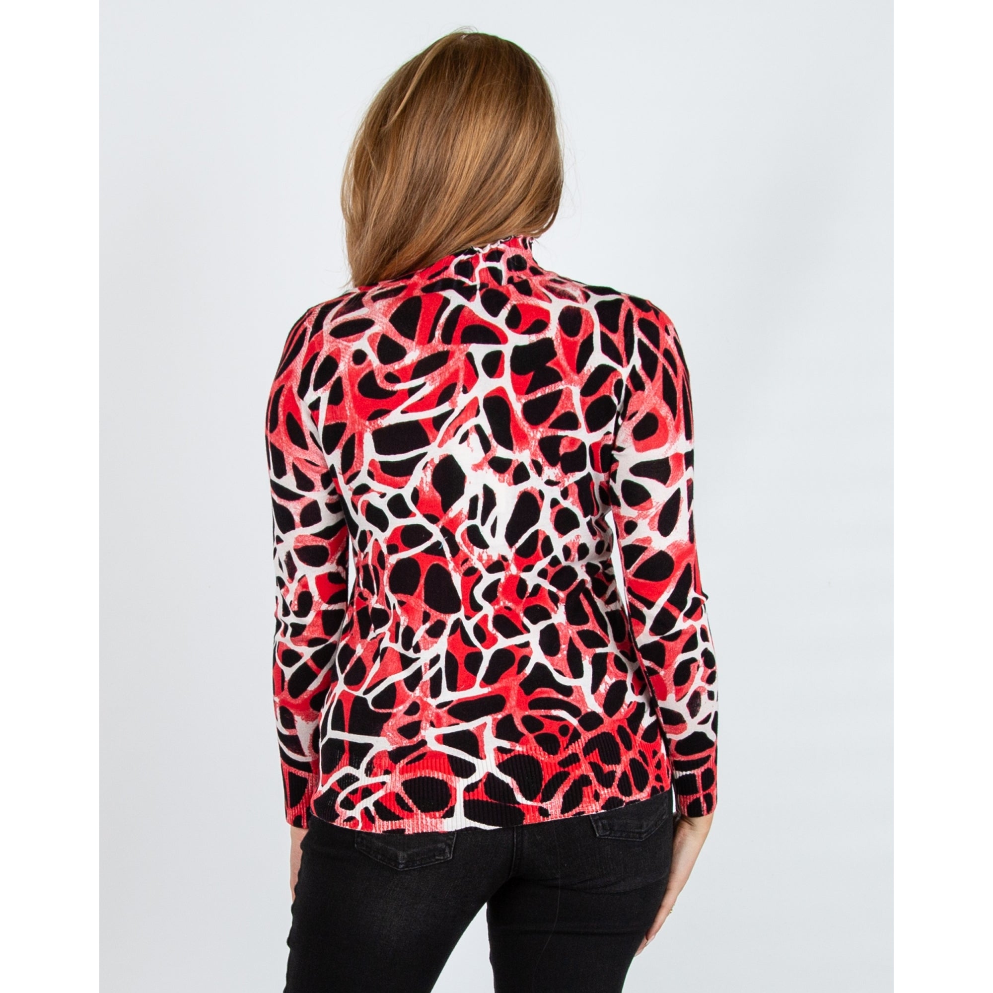 Alison Sheri Pebble Print Fine Knit Jumper Red/black/white