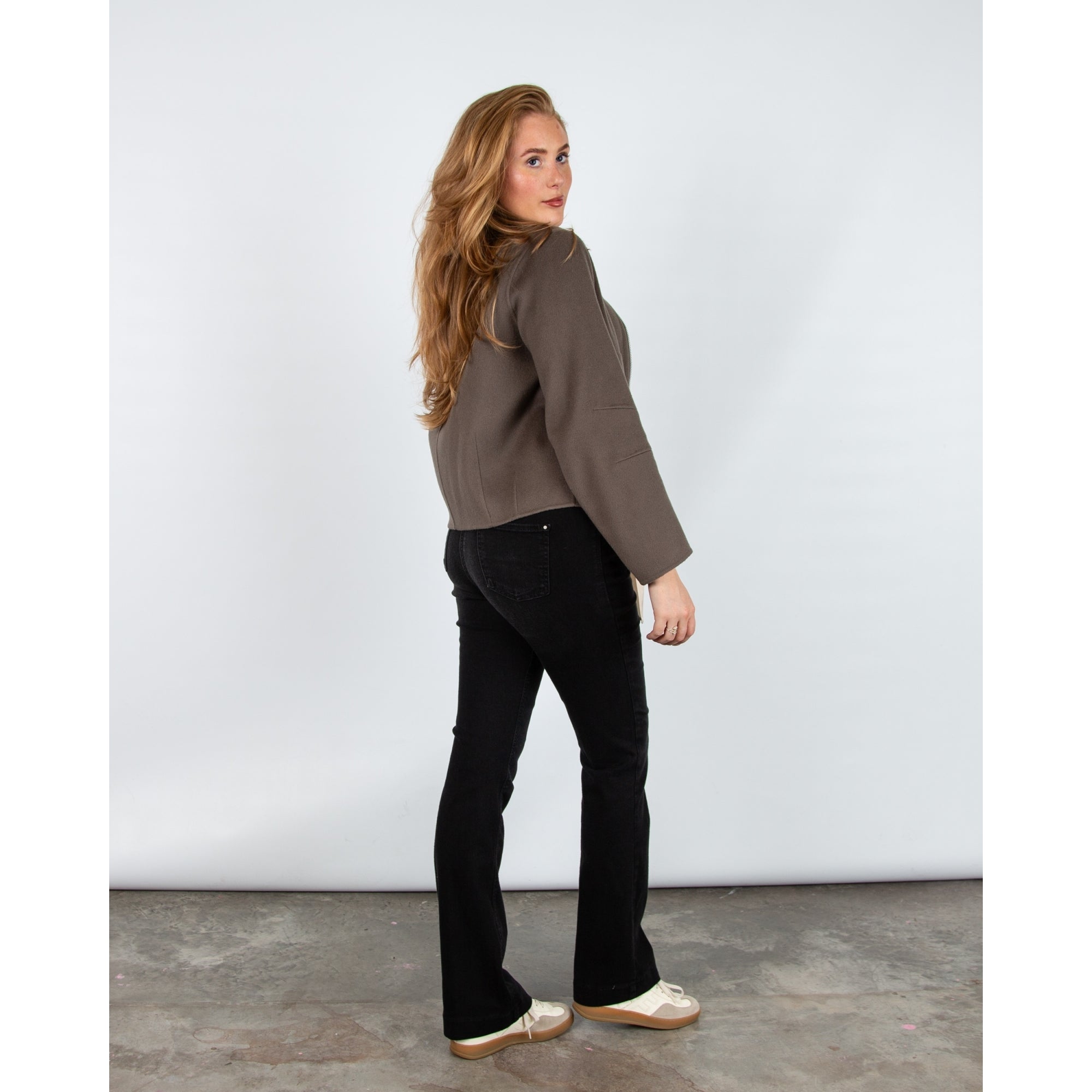 Luisa Cerano Doubleface Blouson Zip Down Wool Jacket Taupe