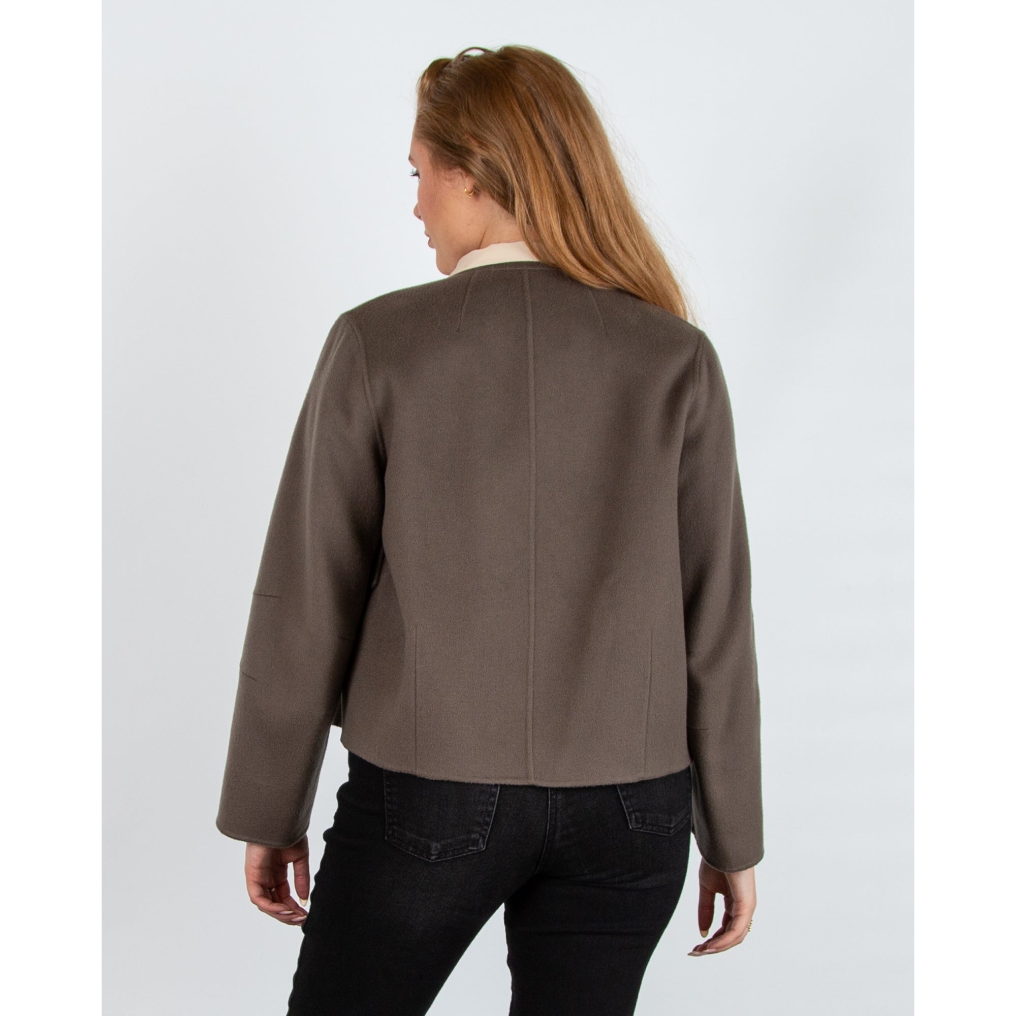 Luisa Cerano Doubleface Blouson Zip Down Wool Jacket Taupe