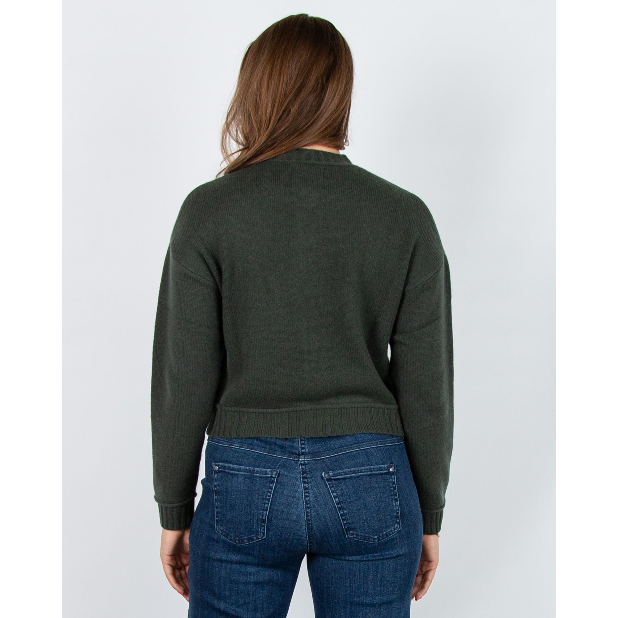 Jumper 1234 Button Down Boxy Crew Neck Cardigan Khaki