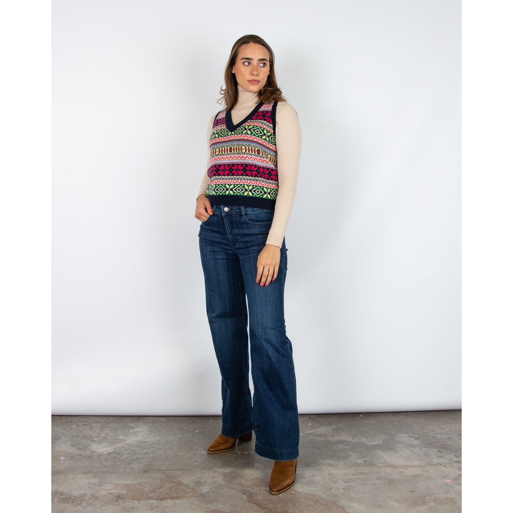 Weekend By Maxmara Kiku Wool & Silk Blend Turtle Neck Fine Knit Jumper Sand 002