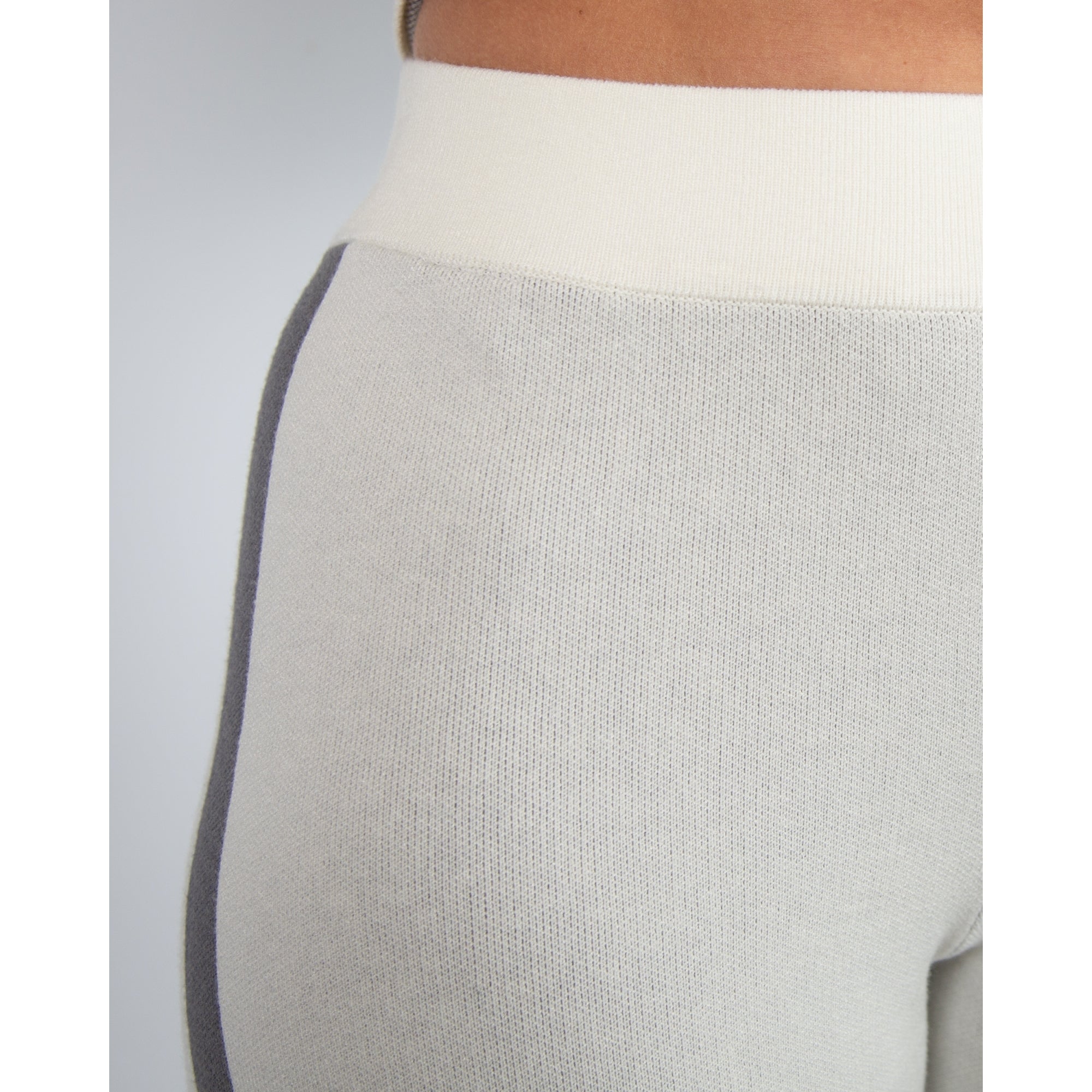 Alice Collins Poppy Side Stripe Pull On Wide Leg Knit Trousers Cream/grey