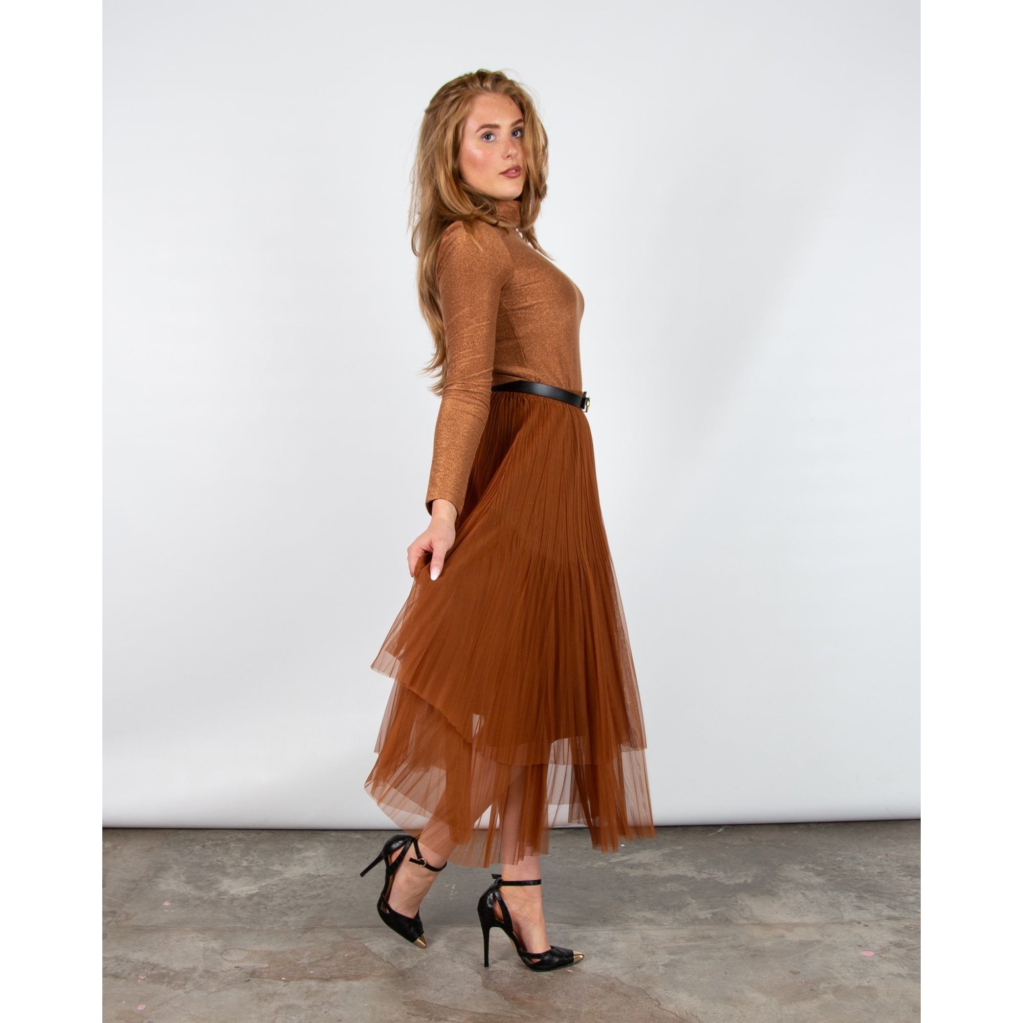 Marc Cain Lurex Roll Neck Top Tobacco 637