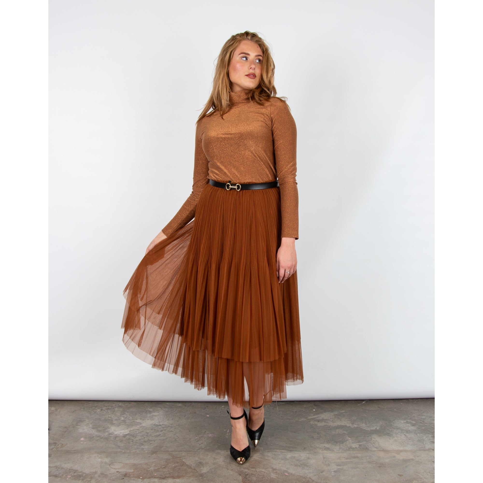 Marc Cain Lurex Roll Neck Top Tobacco 637