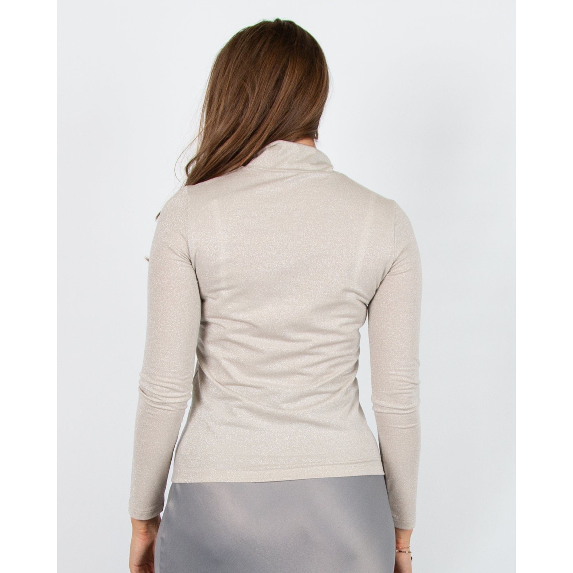 Marc Cain Lurex Roll Neck Top Stone 182