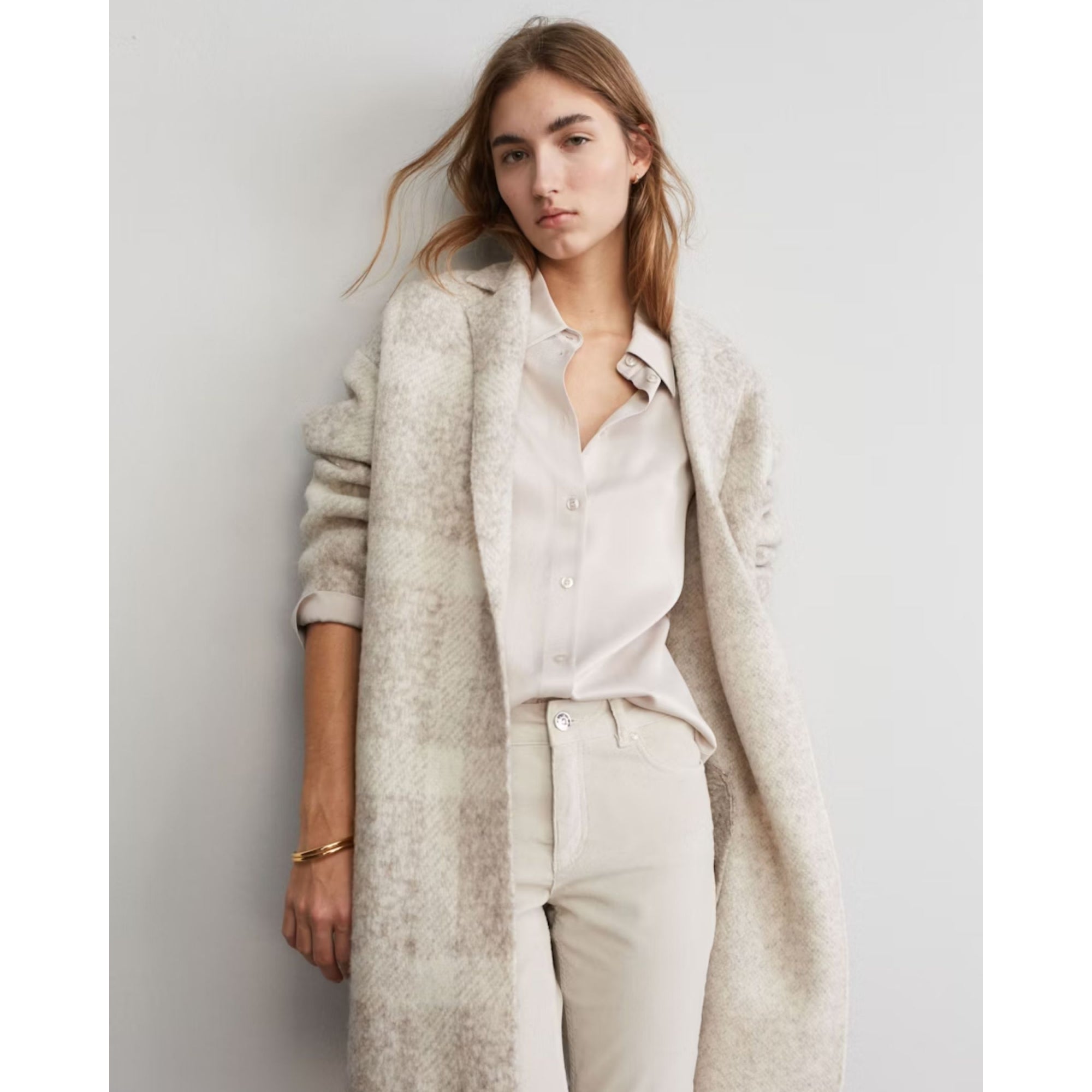 Oui Satin Finish Blouse With Shirt Collar Oyster