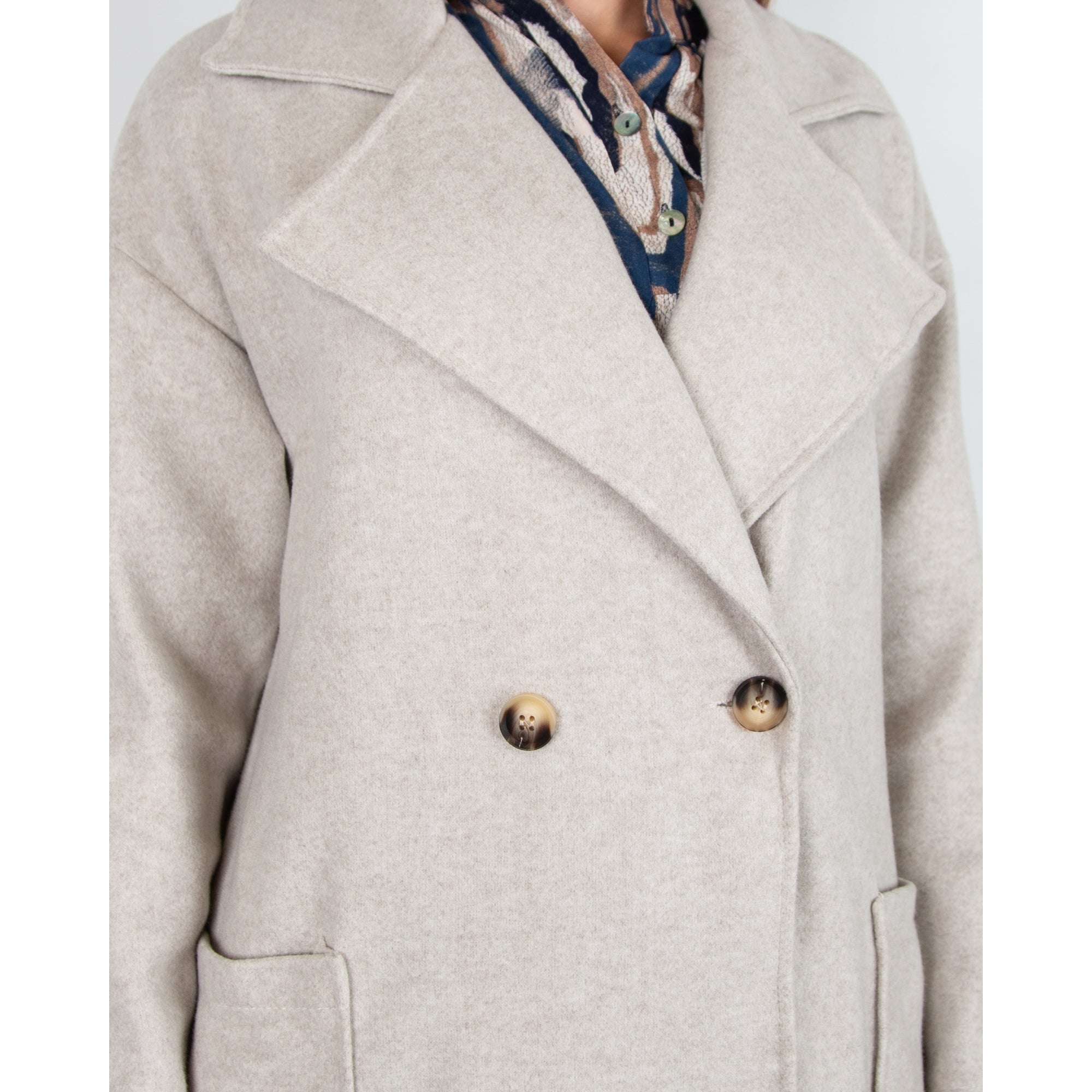 Marta Imitation Wool Coat With Lapel Light Grey