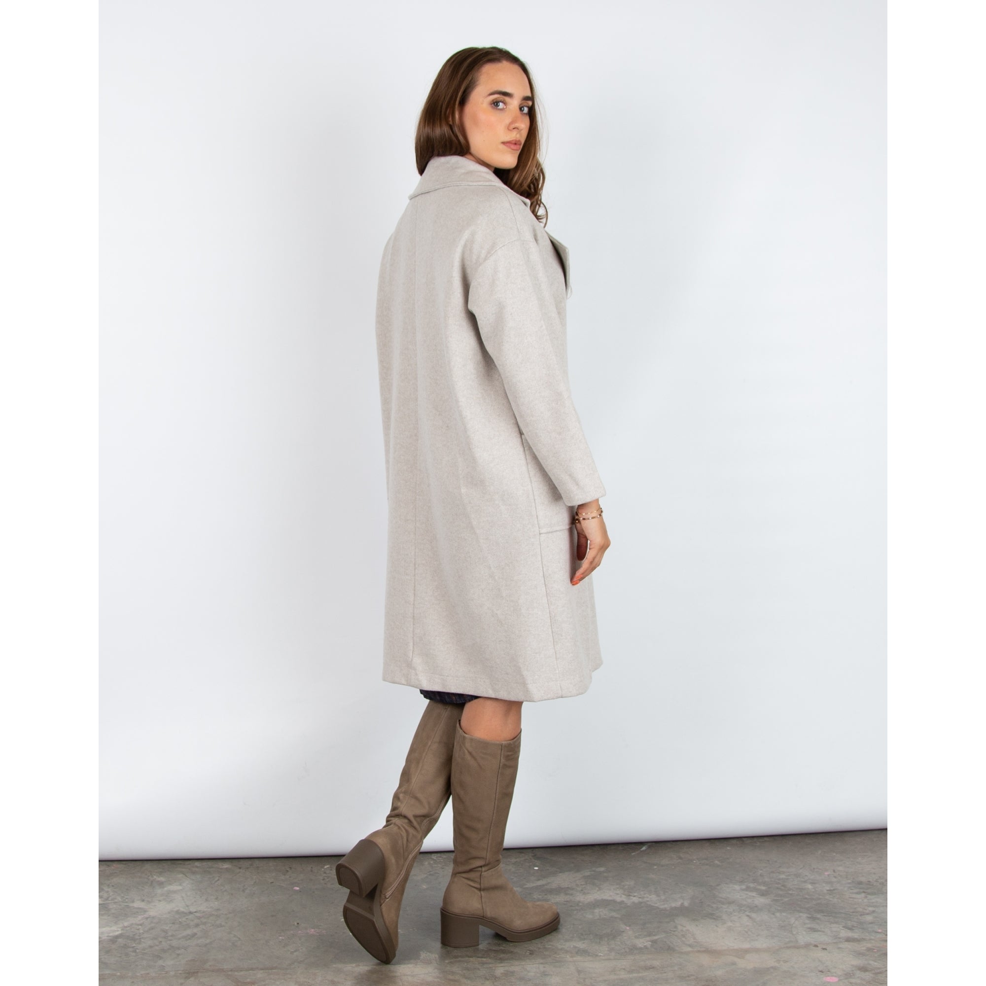 Marta Imitation Wool Coat With Lapel Light Grey
