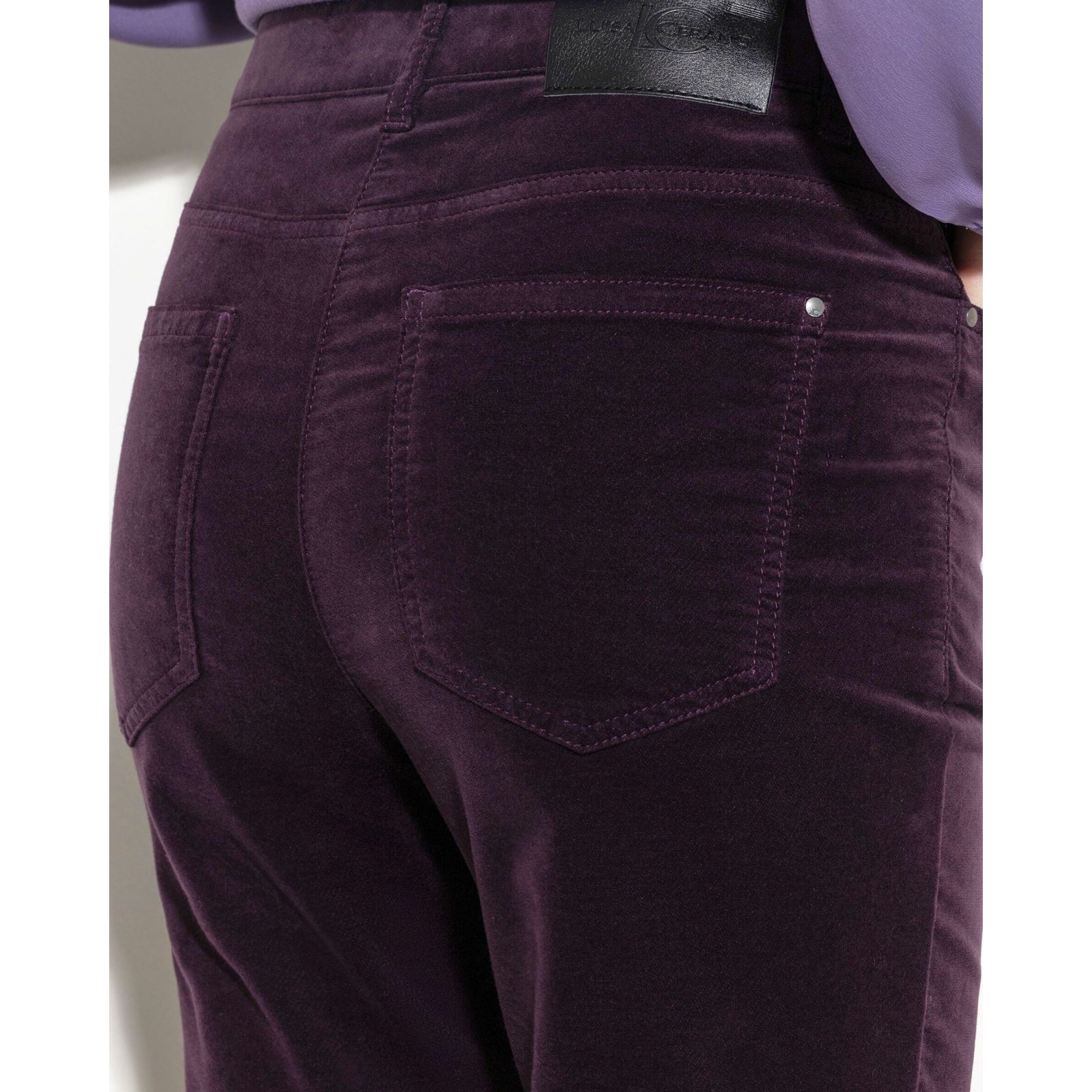Luisa Cerano Kick Flare Velvet Jean Aubergine