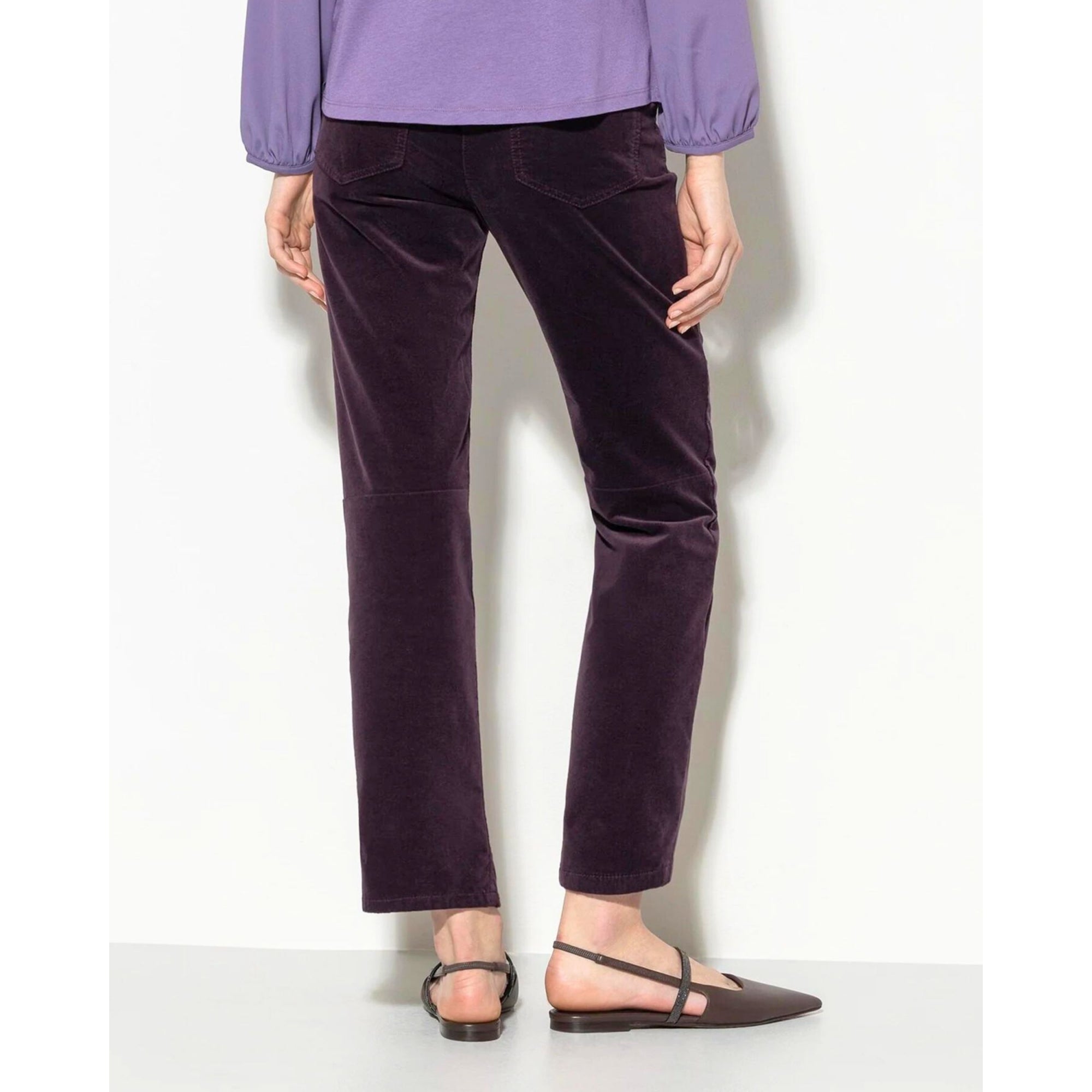 Luisa Cerano Kick Flare Velvet Jean Aubergine