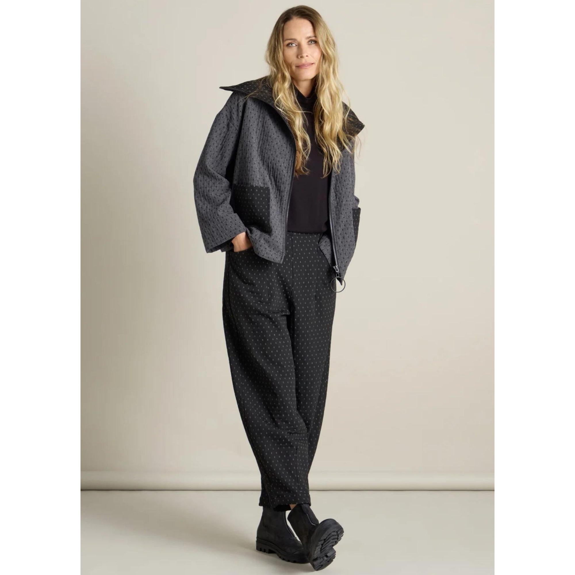 Sahara Spot Print Patch Pocket Jacket Charcoal/black