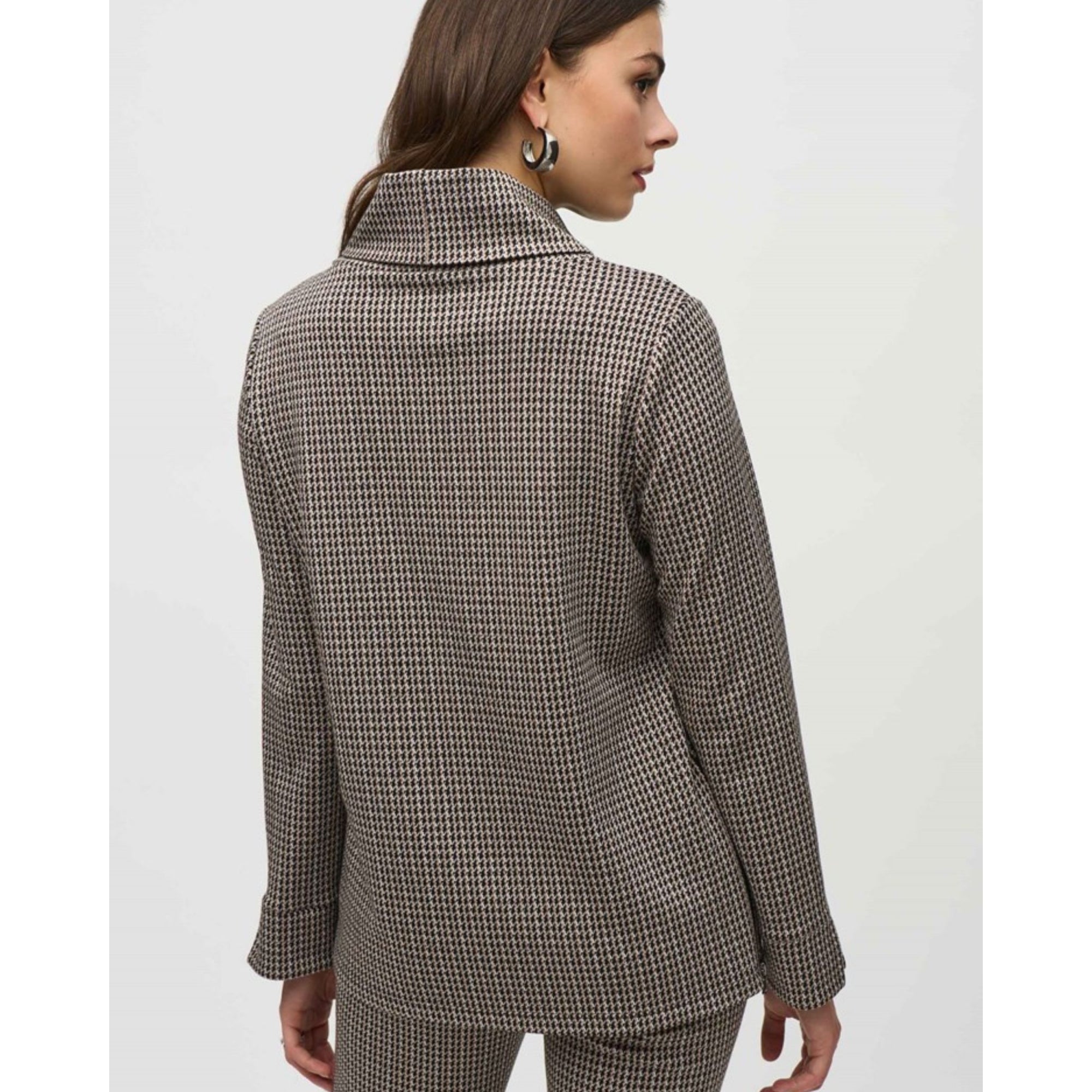 Joseph Ribkoff Houndstooth Roll Neck Tunic Top Black/beige