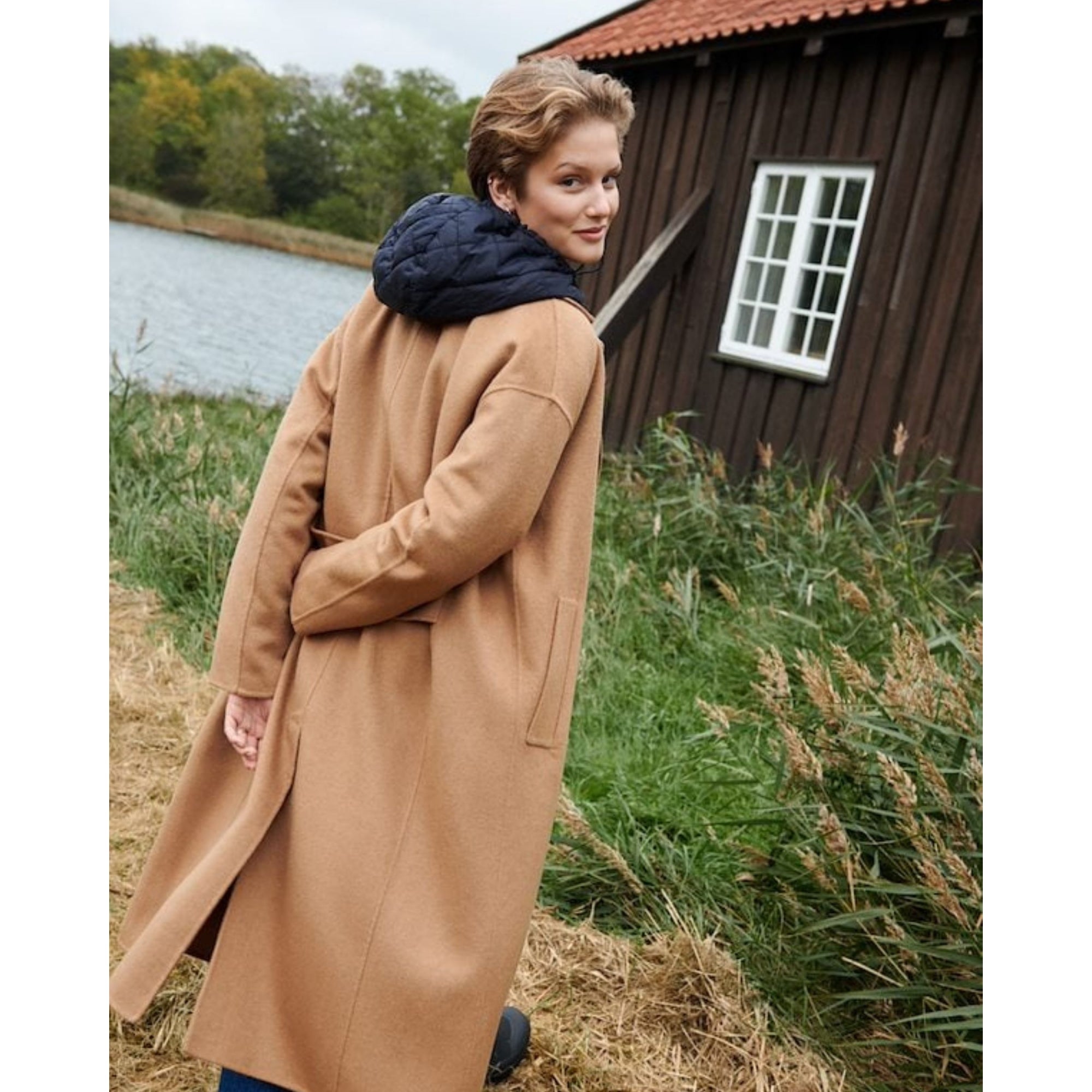 Part Two Lorelai Single Breasted Wool Coat With Half Back Belt Camel