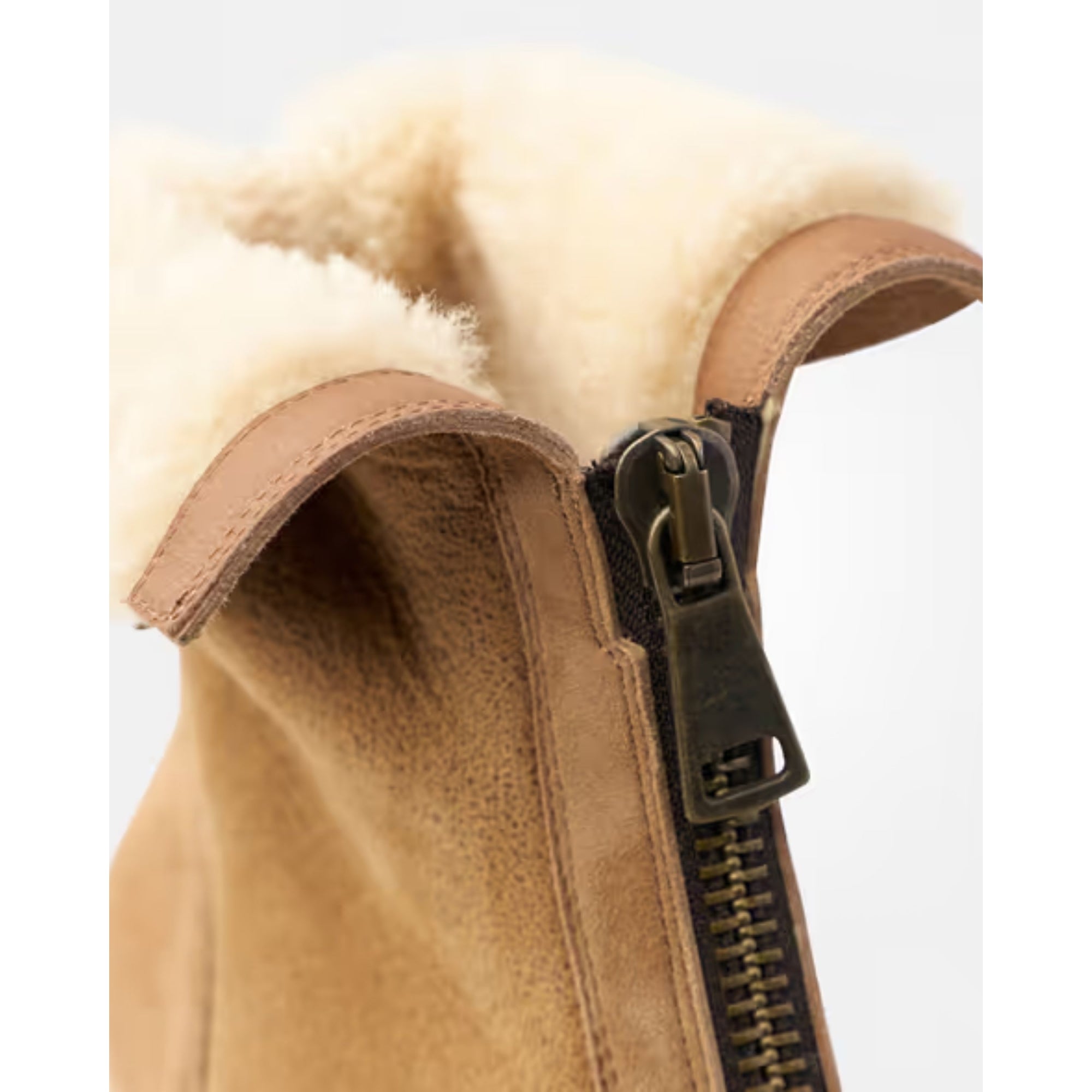 Paul Green Suede Zip Front Ankle Boots With Shearling Lining Camel