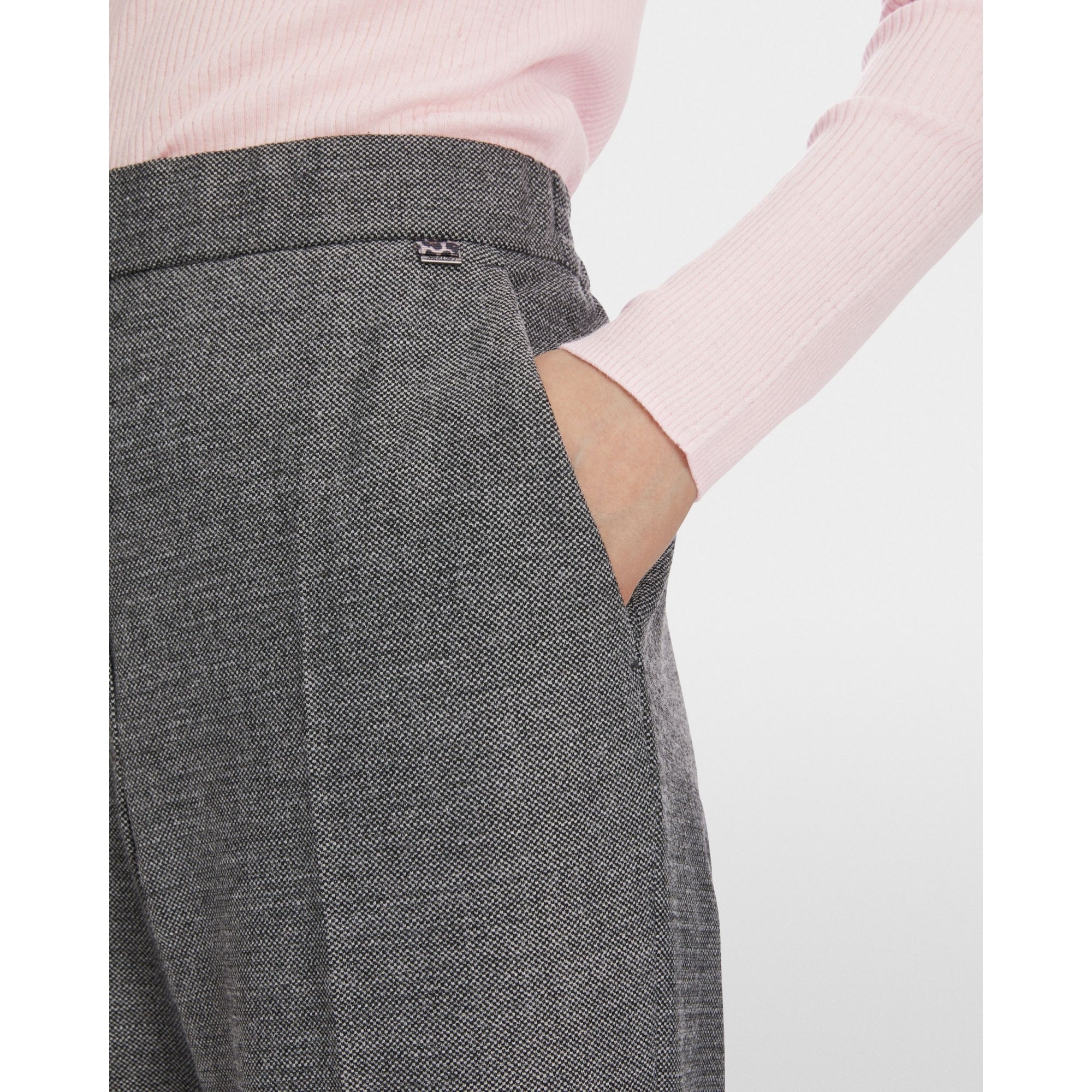 Marc Cain Washington Woven Structure Wide Leg Trouser Grey