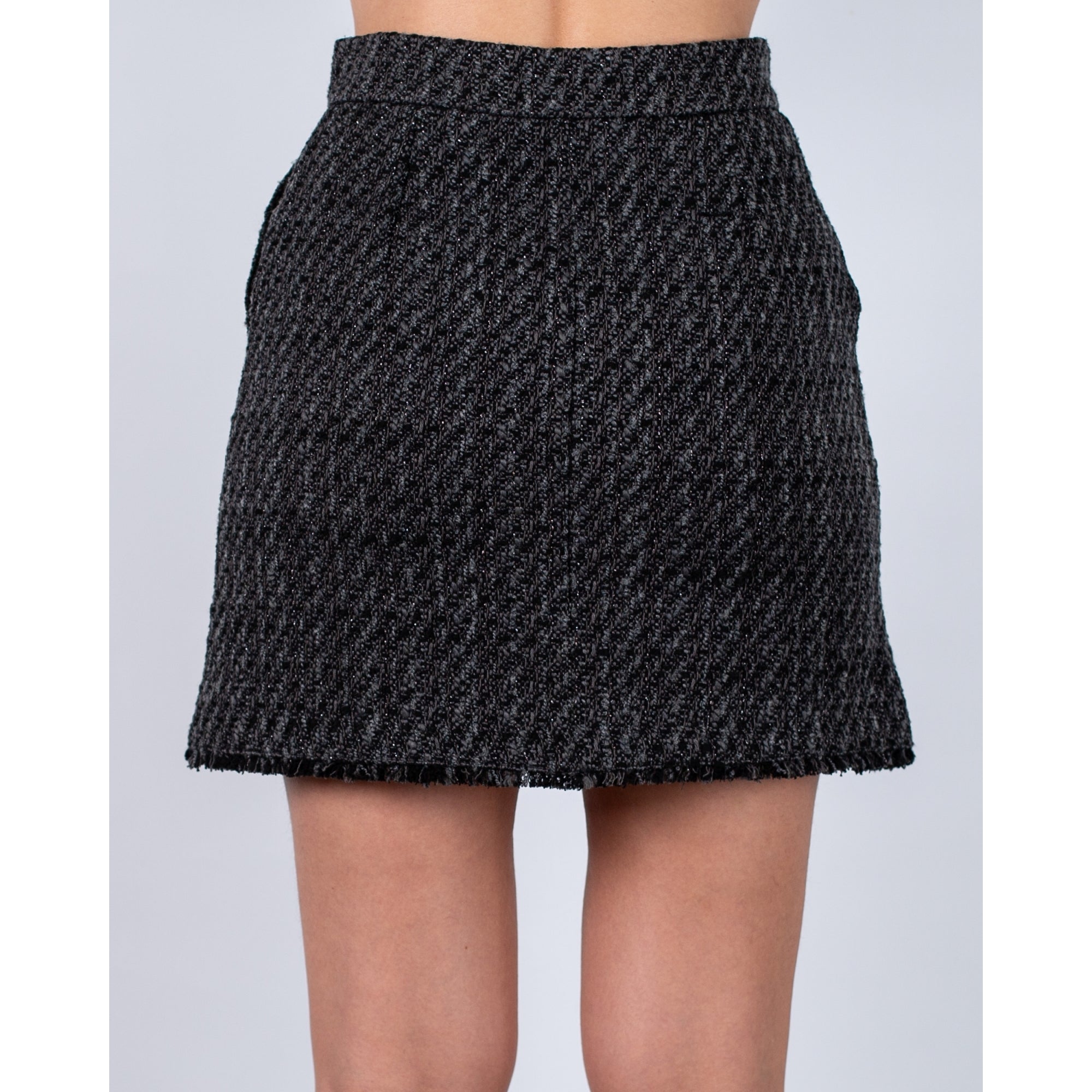 Marella Emme Mito Boucle One Button Mini Skirt With Lurex Speck Dark Grey