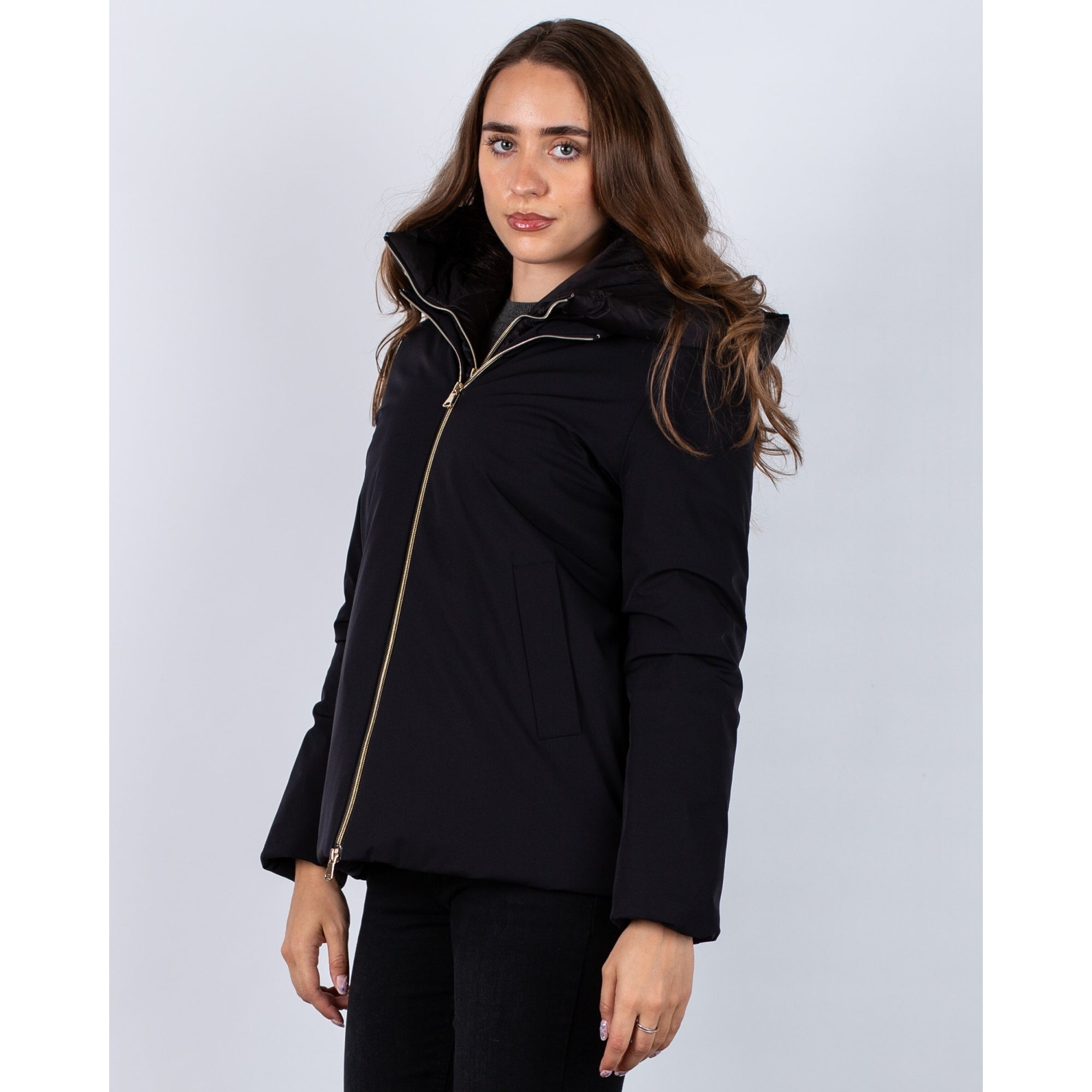 Marella Emme Carta Hooded Padded Coat With Detachable Double Layer Black