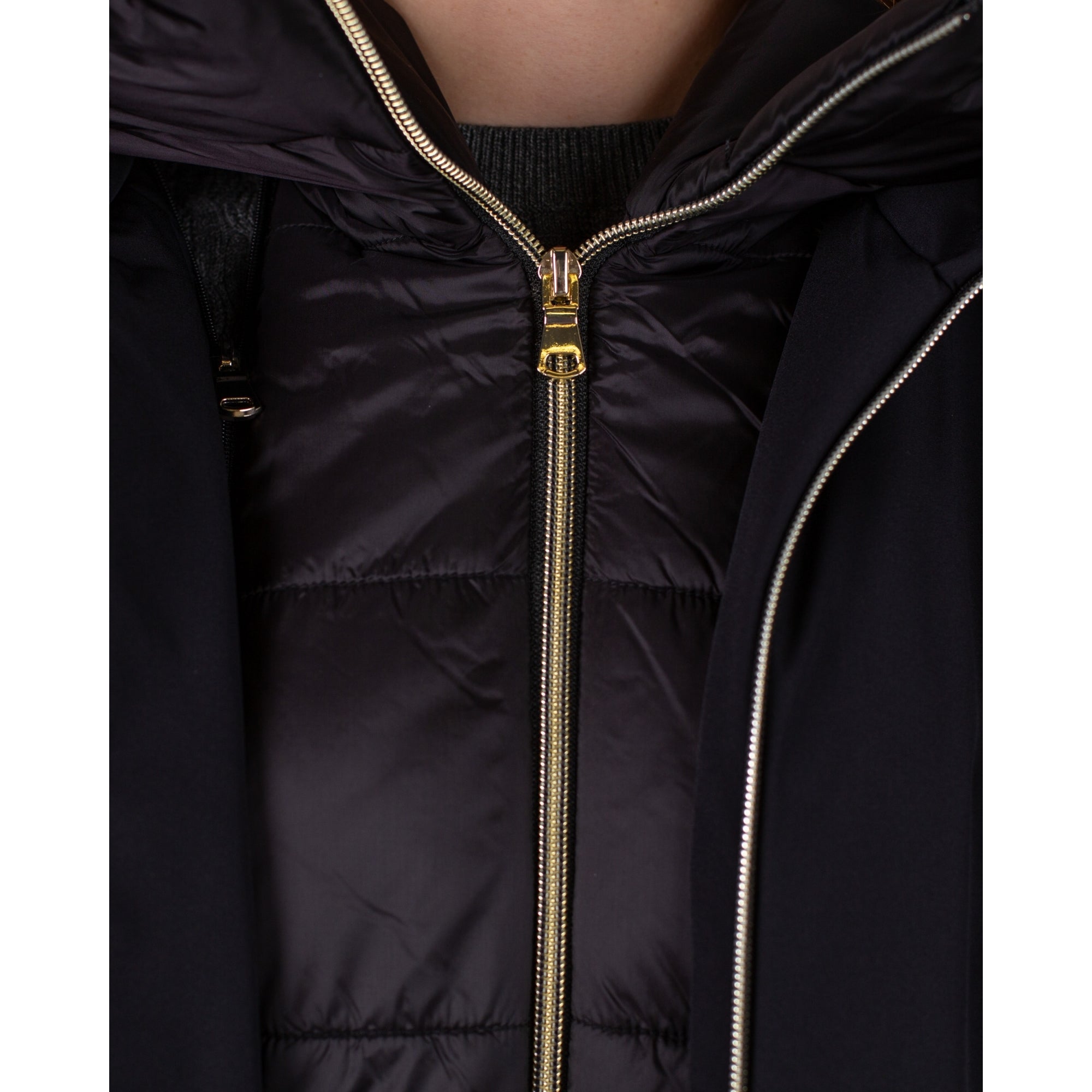 Marella Emme Carta Hooded Padded Coat With Detachable Double Layer Black