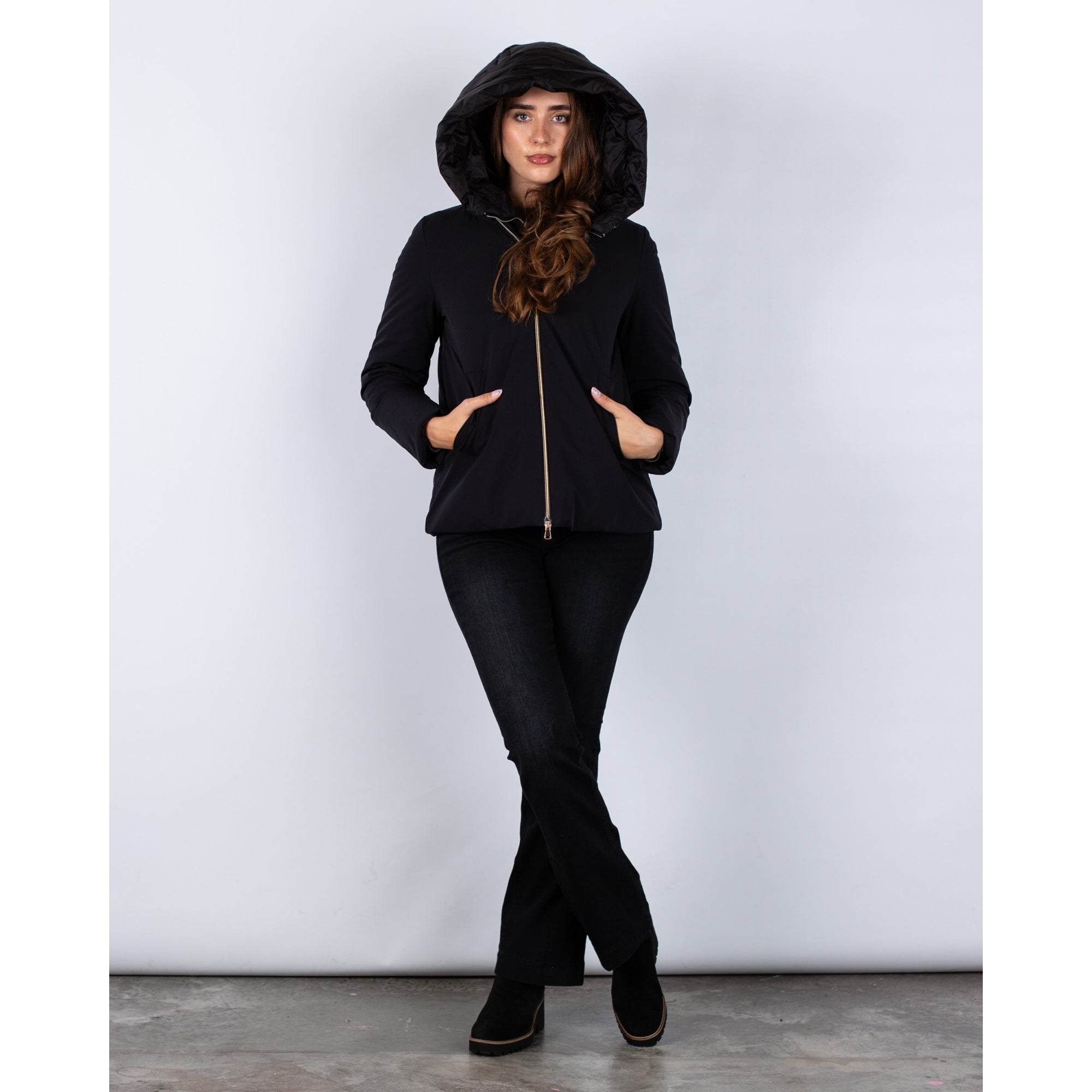 Marella Emme Carta Hooded Padded Coat With Detachable Double Layer Black