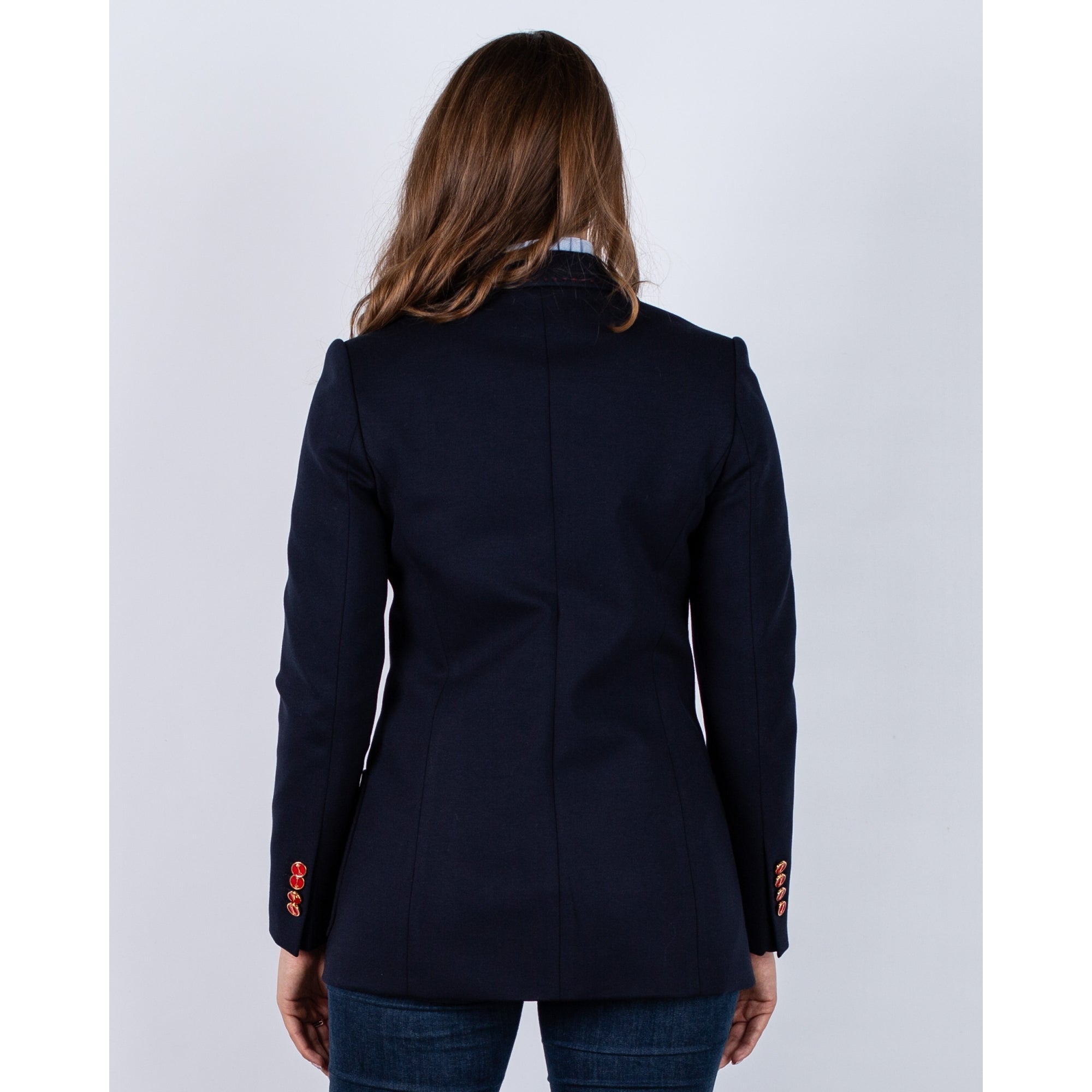 Bariloche Baza 2 Button Blazer With Badge And Red Buttons Navy