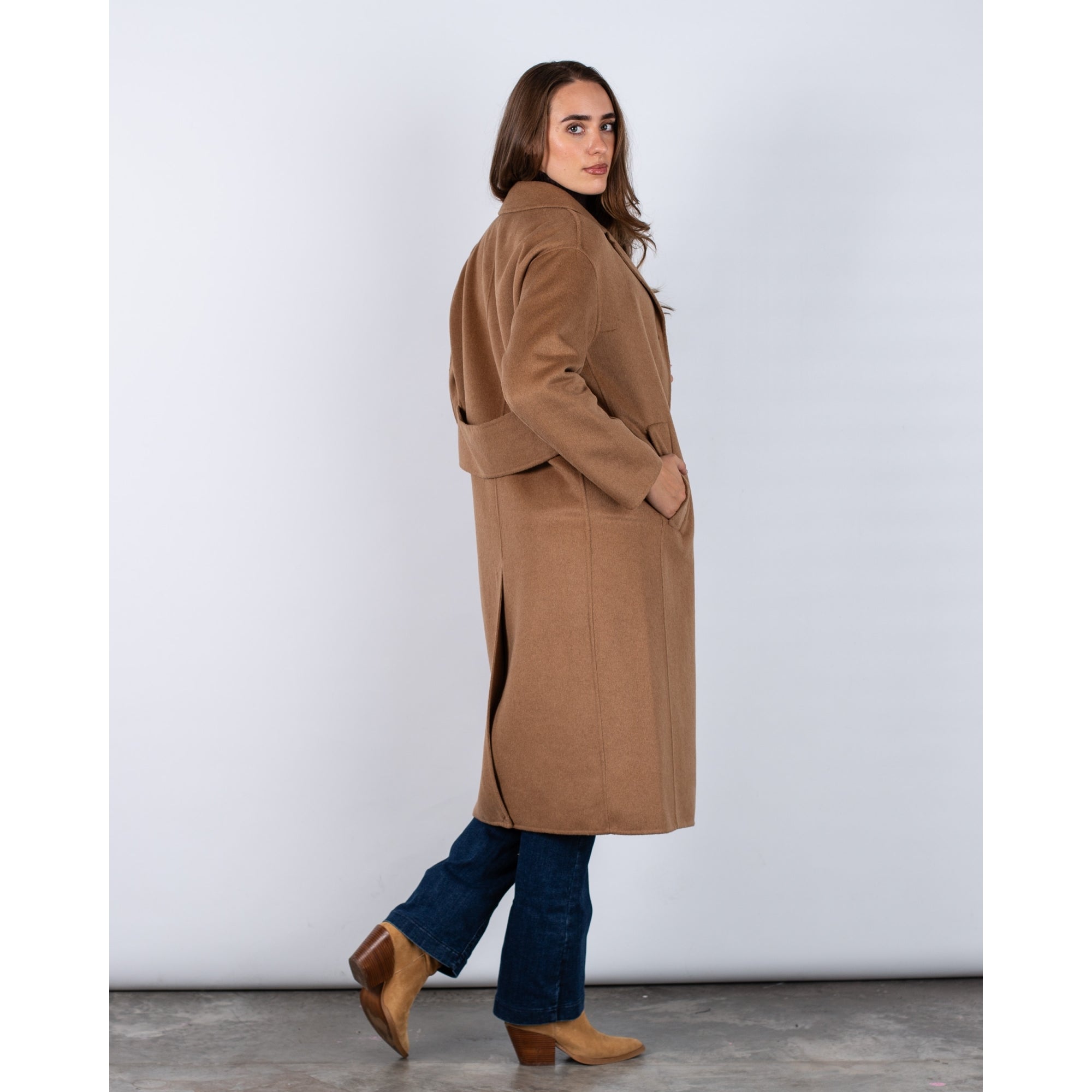 Part Two Lorelai Single Breasted Wool Coat With Half Back Belt Camel