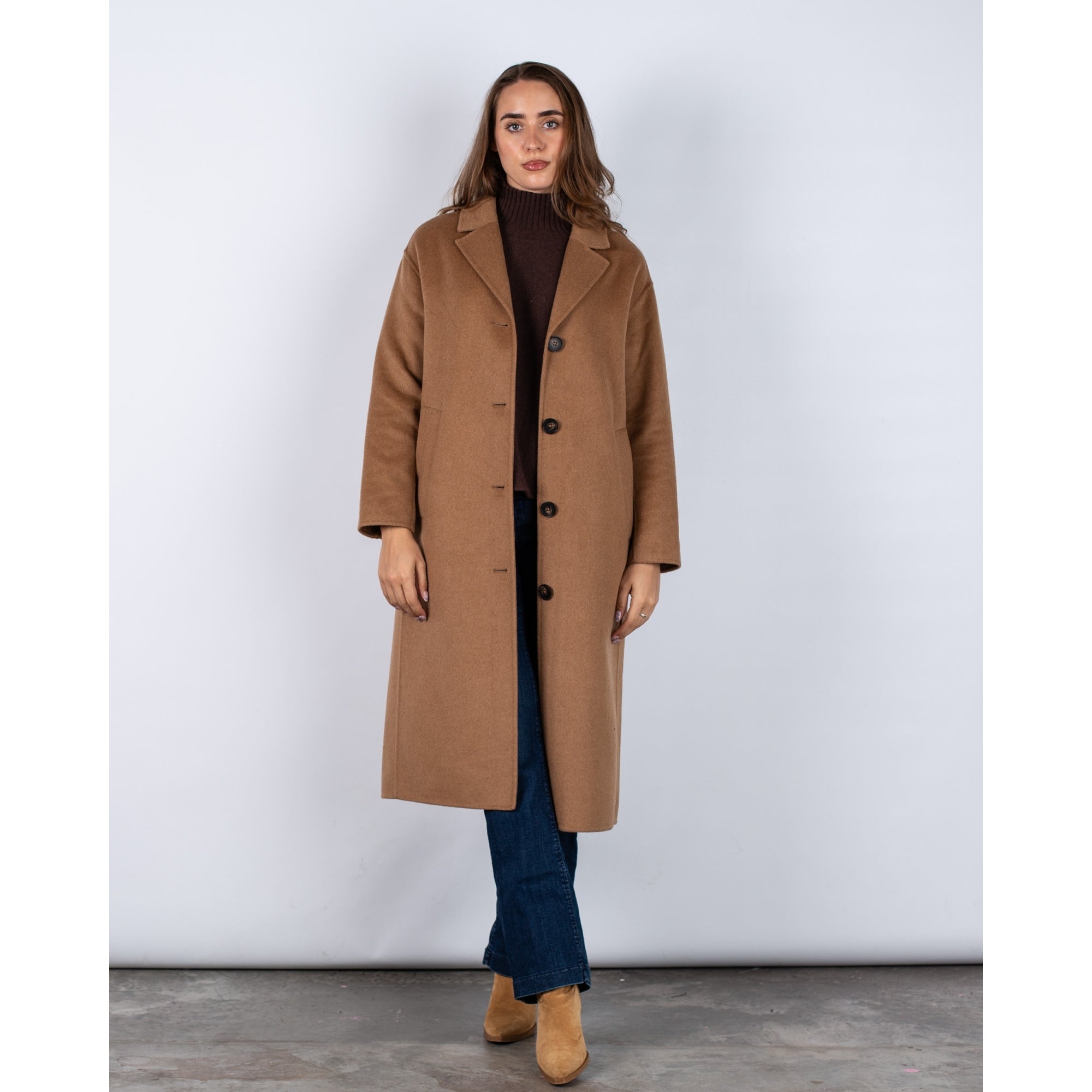 Part Two Lorelai Single Breasted Wool Coat With Half Back Belt Camel
