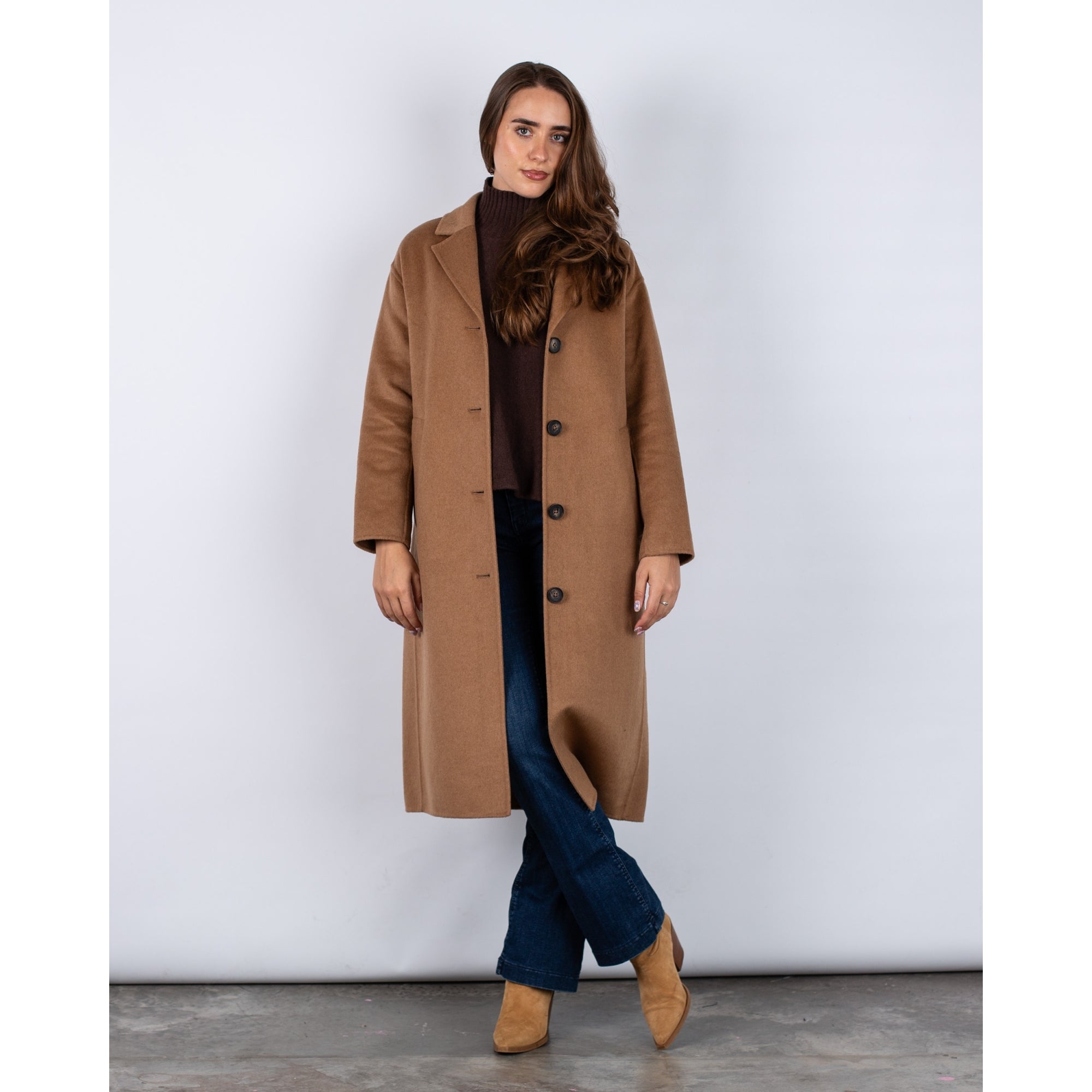 Part Two Lorelai Single Breasted Wool Coat With Half Back Belt Camel