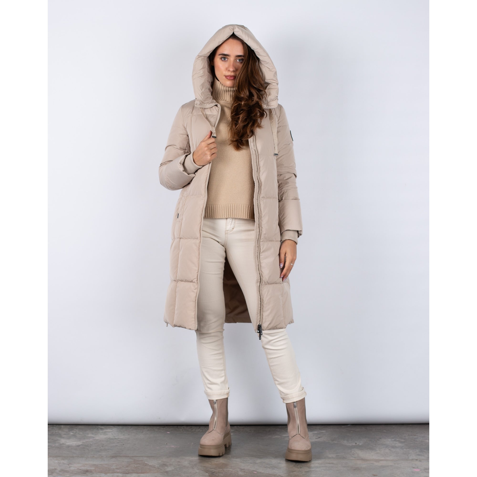 Mos Mosh Nova Classic Puffa Coat With Concealed Side Zip Light Beige